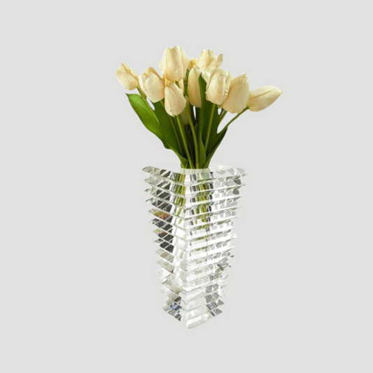 Crystal Inverted Pyramid Cut Vase