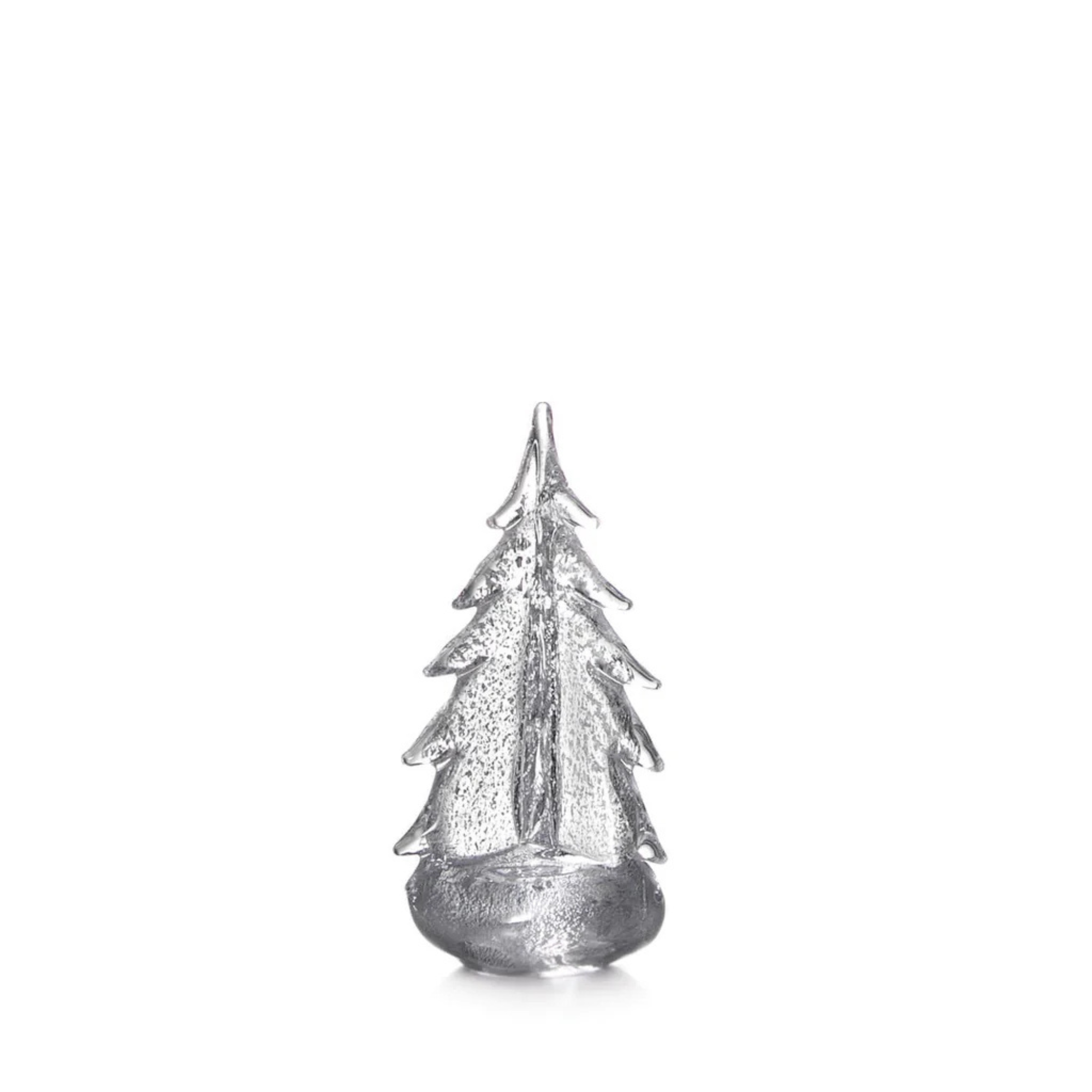 Silver Leaf Evergreen Glass Tree