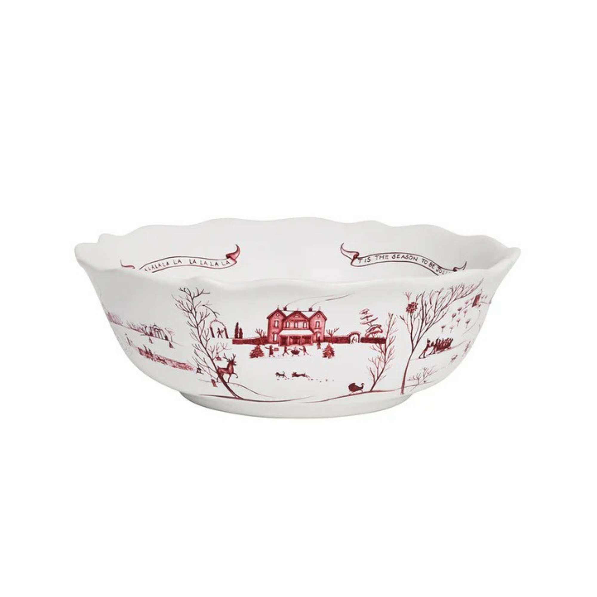 Country Estate Winter Frolic 11" Serving Bowl - Ruby