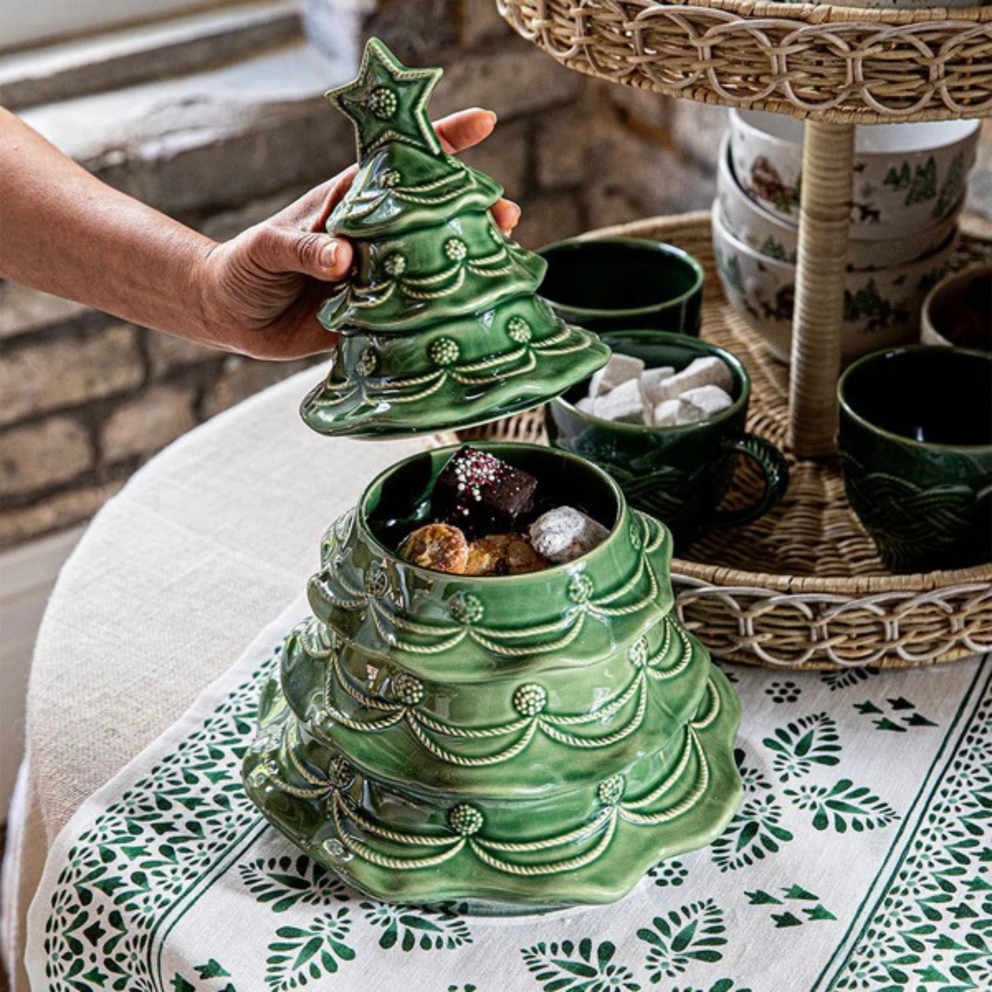 Berry & Thread Christmas Tree Cookie Jar - Basil