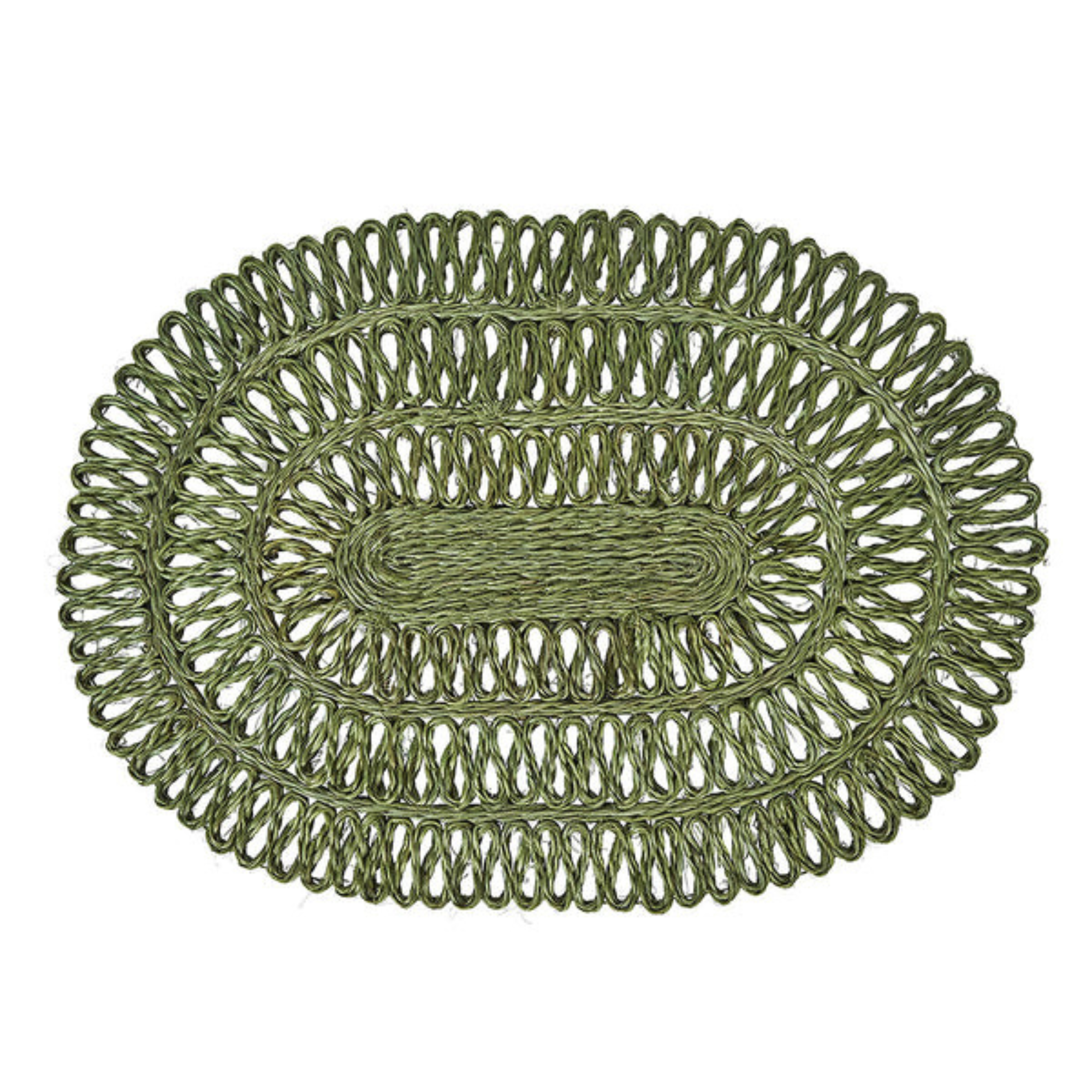 #color_Seagrass | Straw Loop Oval Placemat - Set of 4