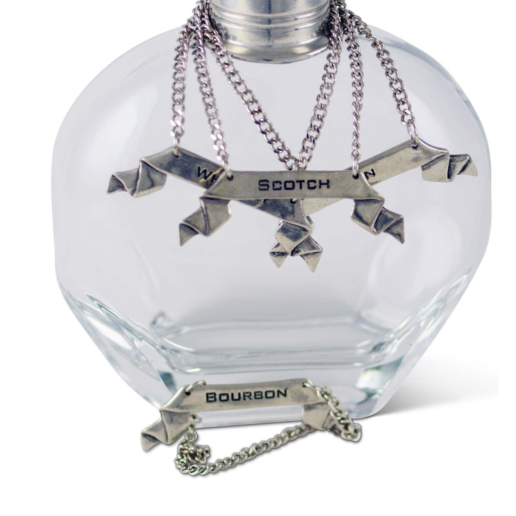 Pewter Gin Ribbon Decanter Tag