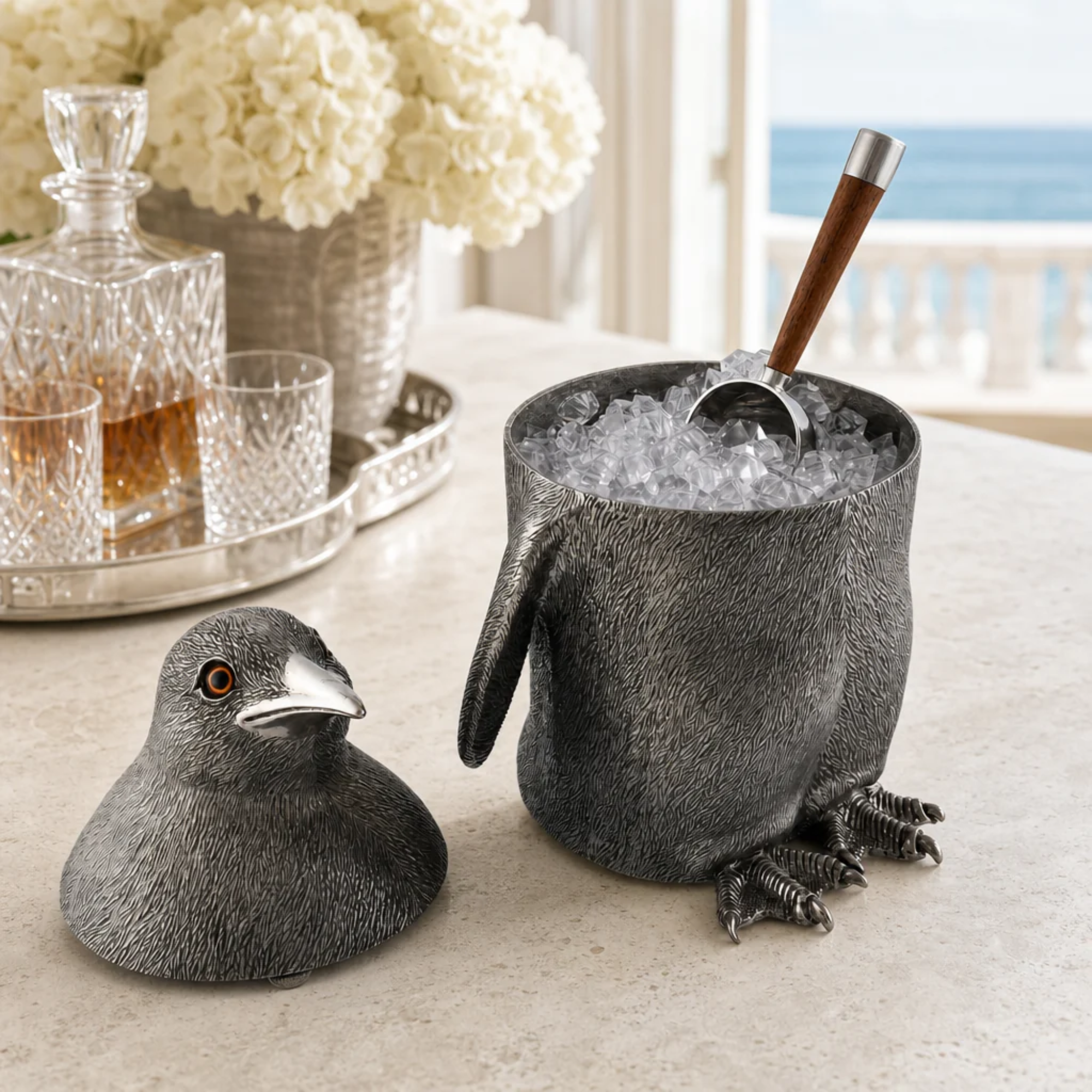 Pewter Penguin Ice Bucket