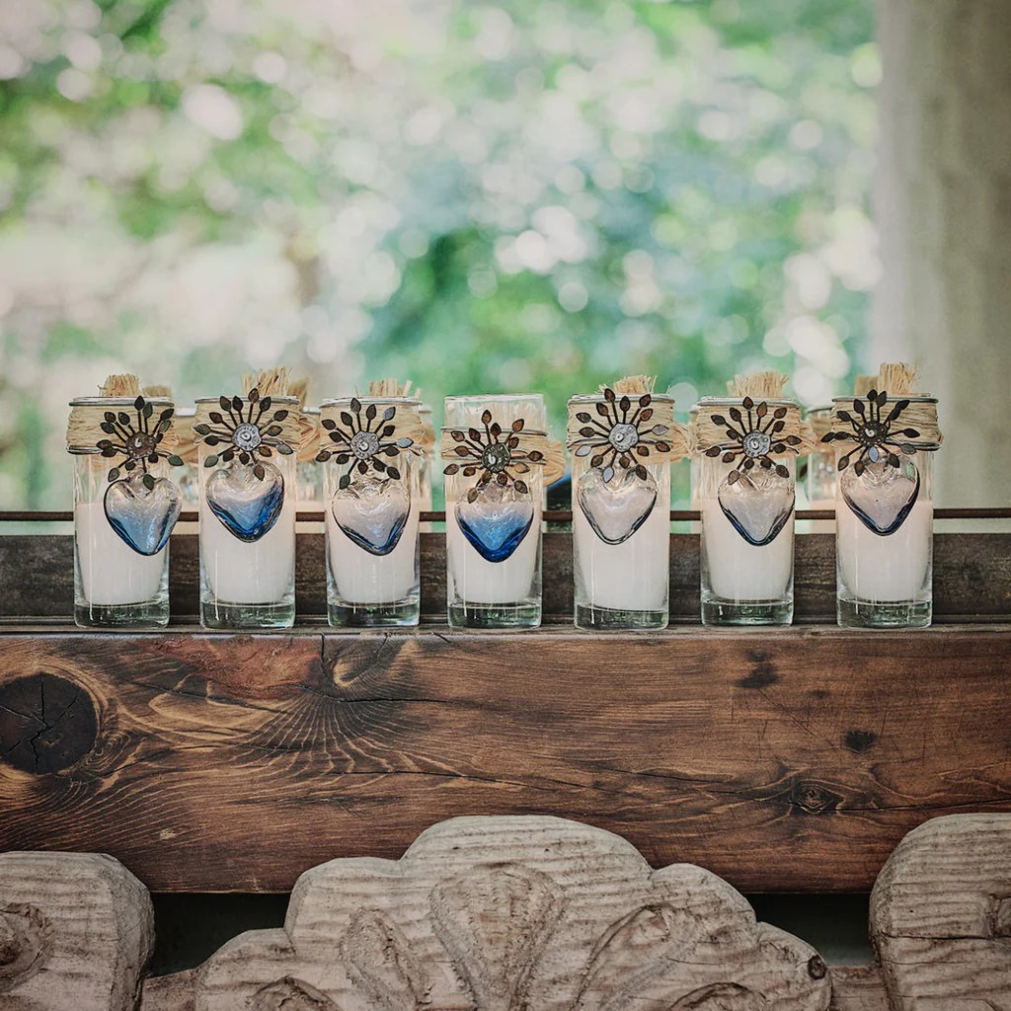 Adelita Sacred Heart Candle with Azure Heart