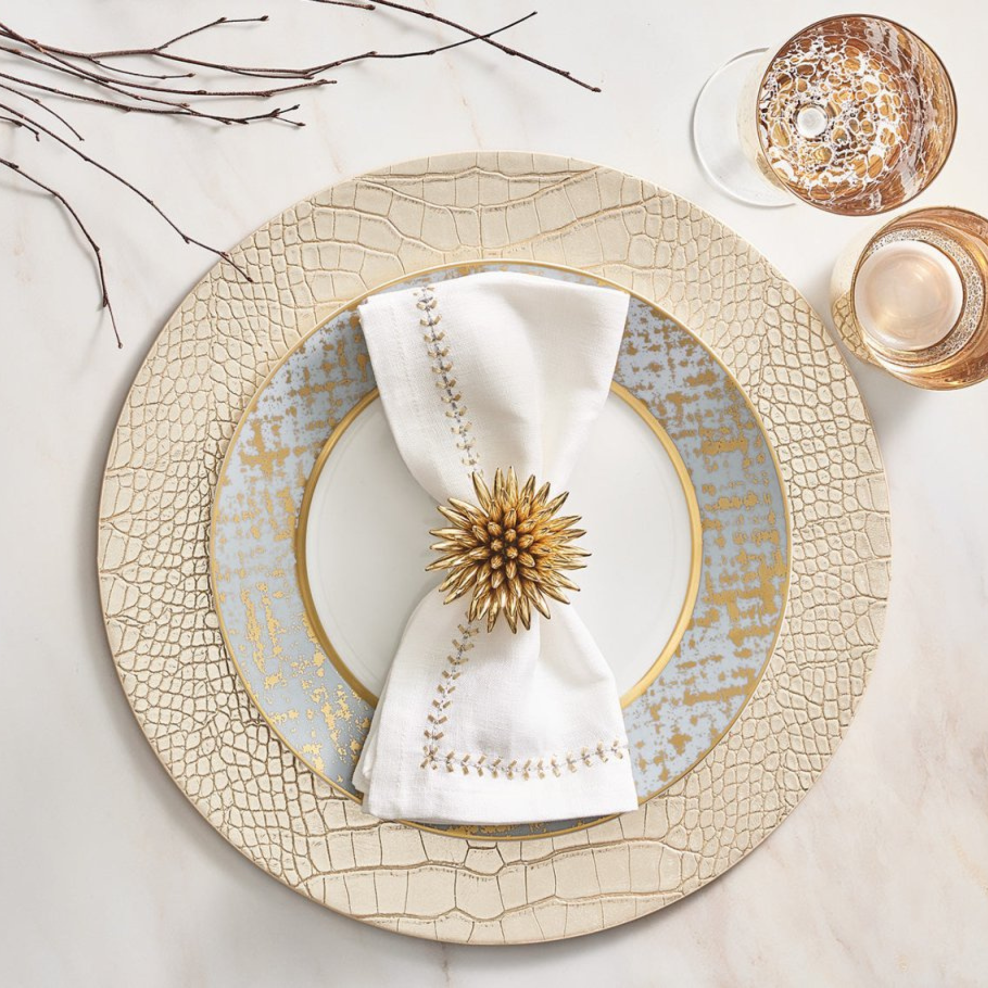 Croco Placemat in Gold - Set of 4