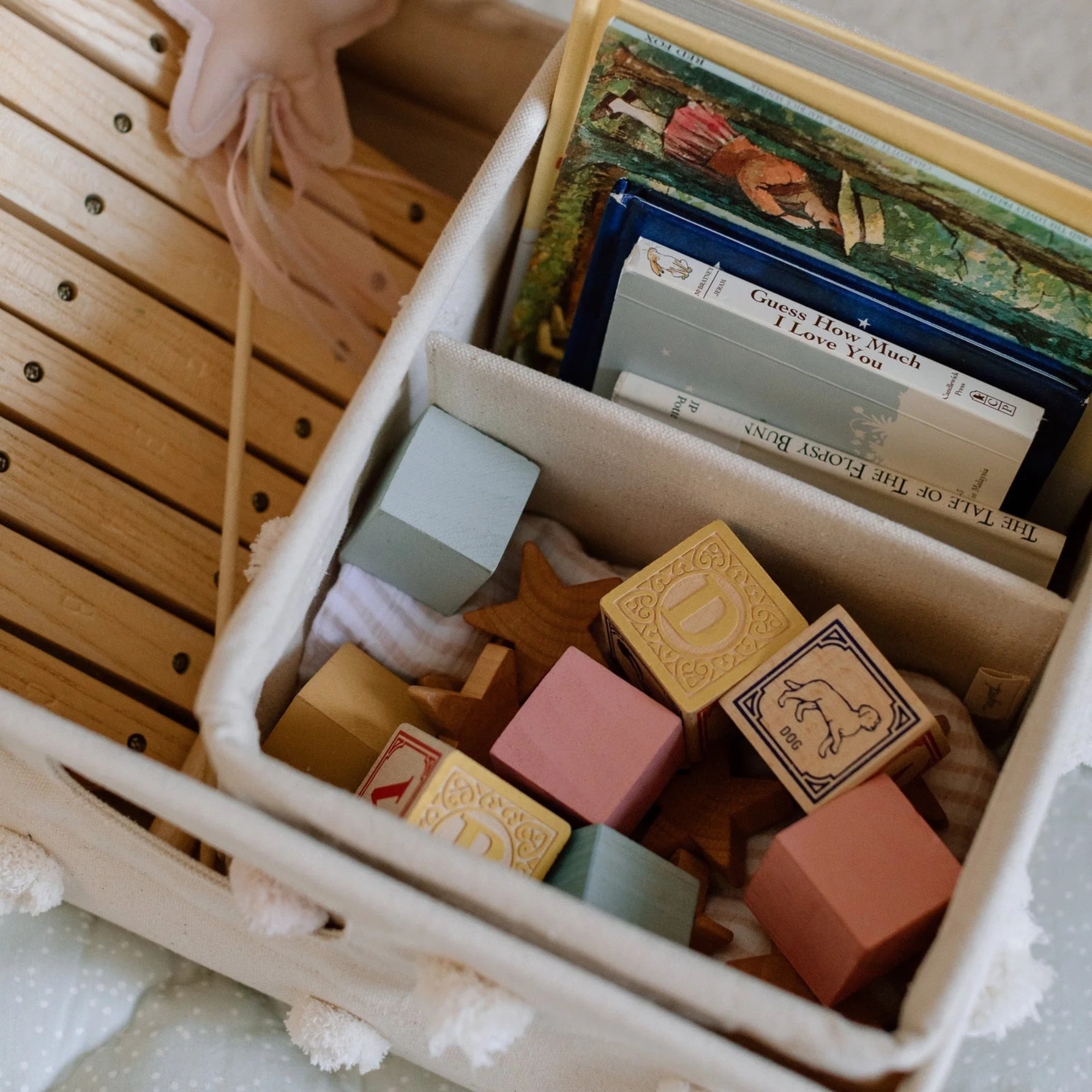 Pom Pom Basket Hideaway Caddy Organizer