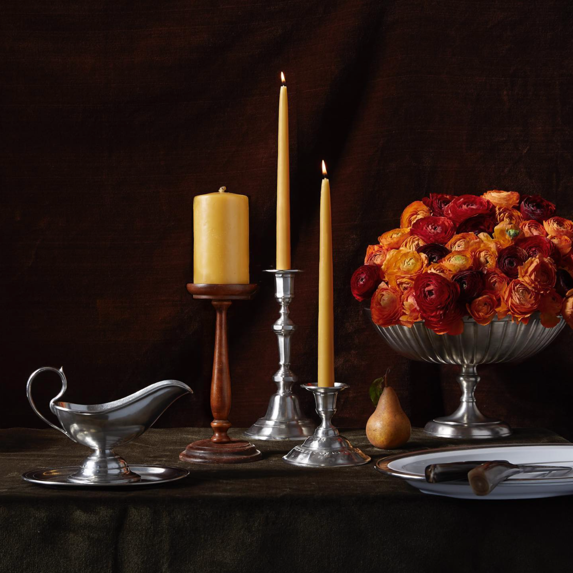 Pewter Gravy Boat & Spoon