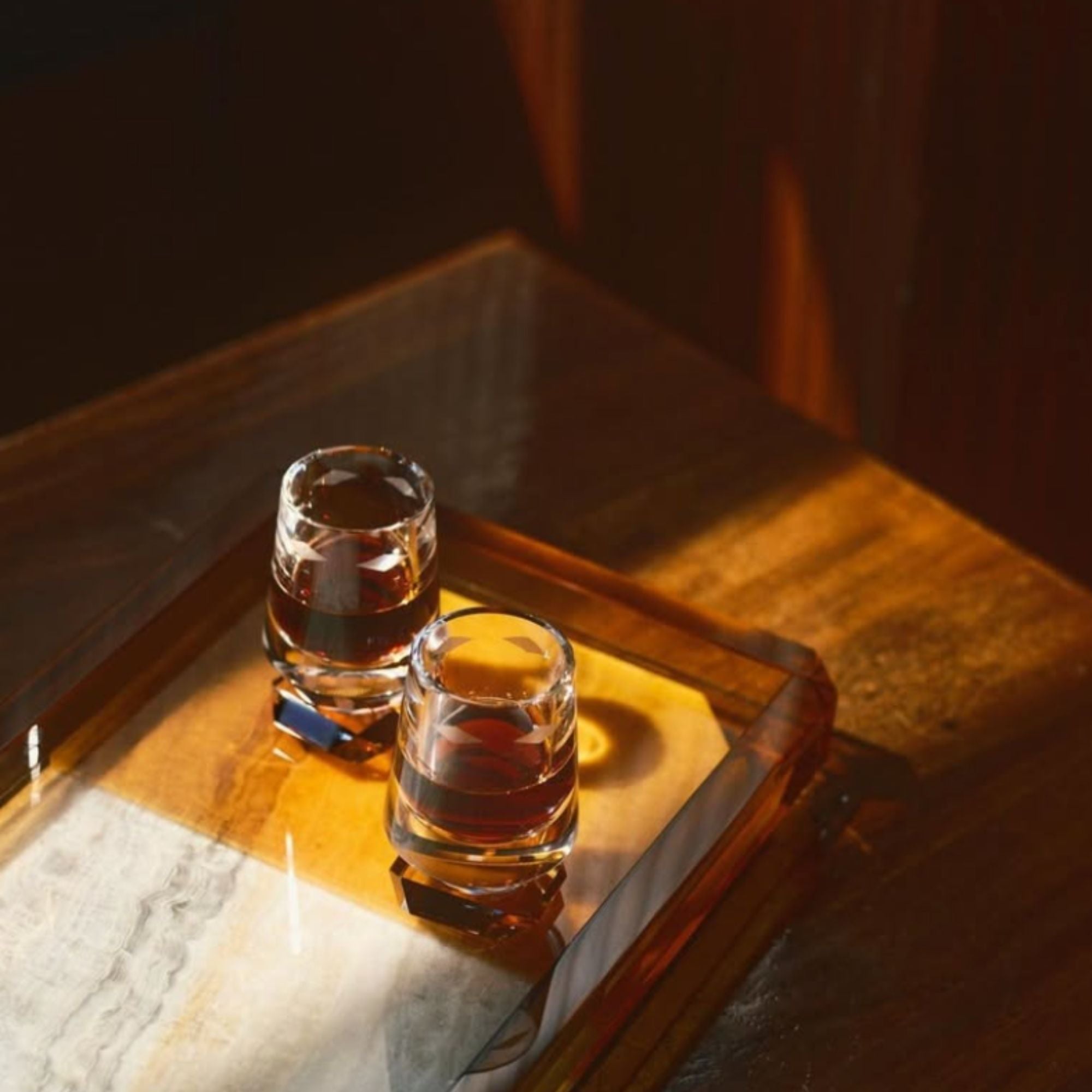 Whimsy Amber Whiskey Glasses - Set of 2