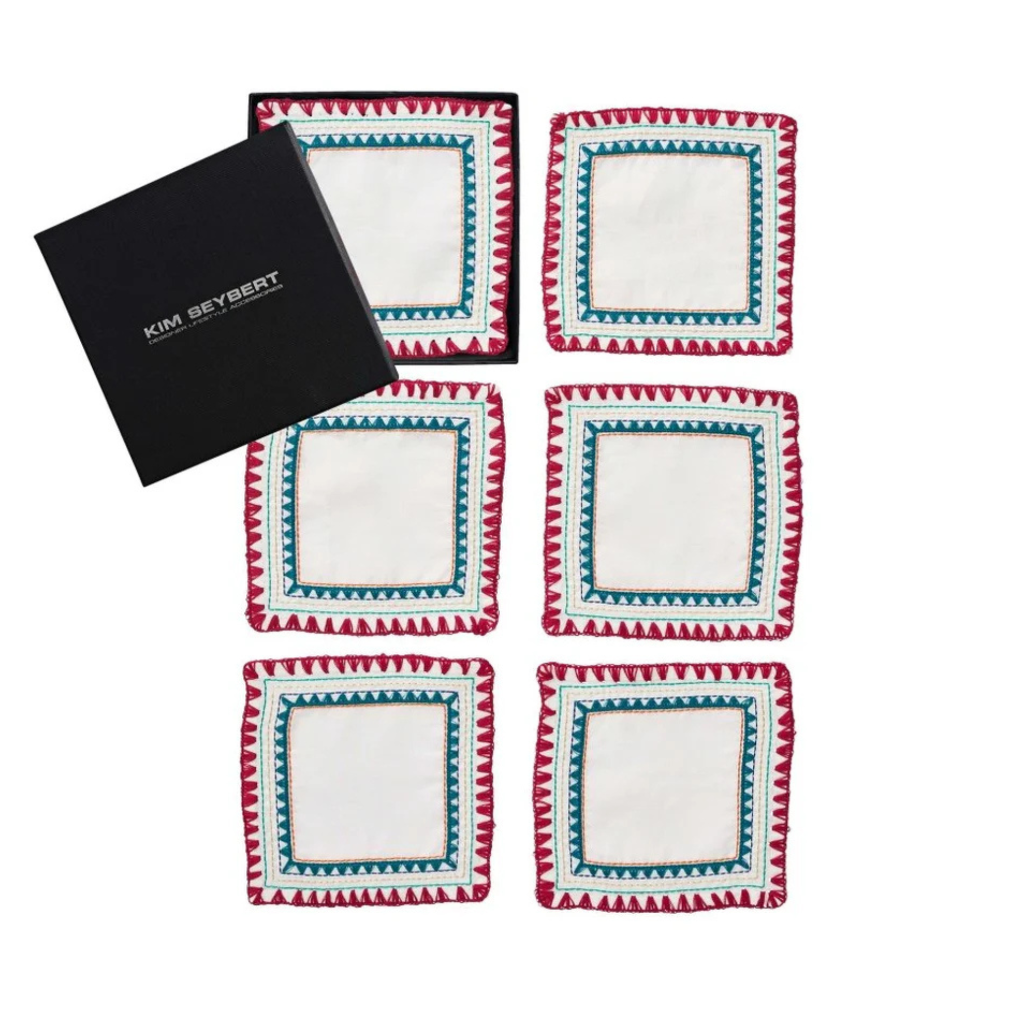 Frolic Cocktail Napkins in White/Multi - Set of 6