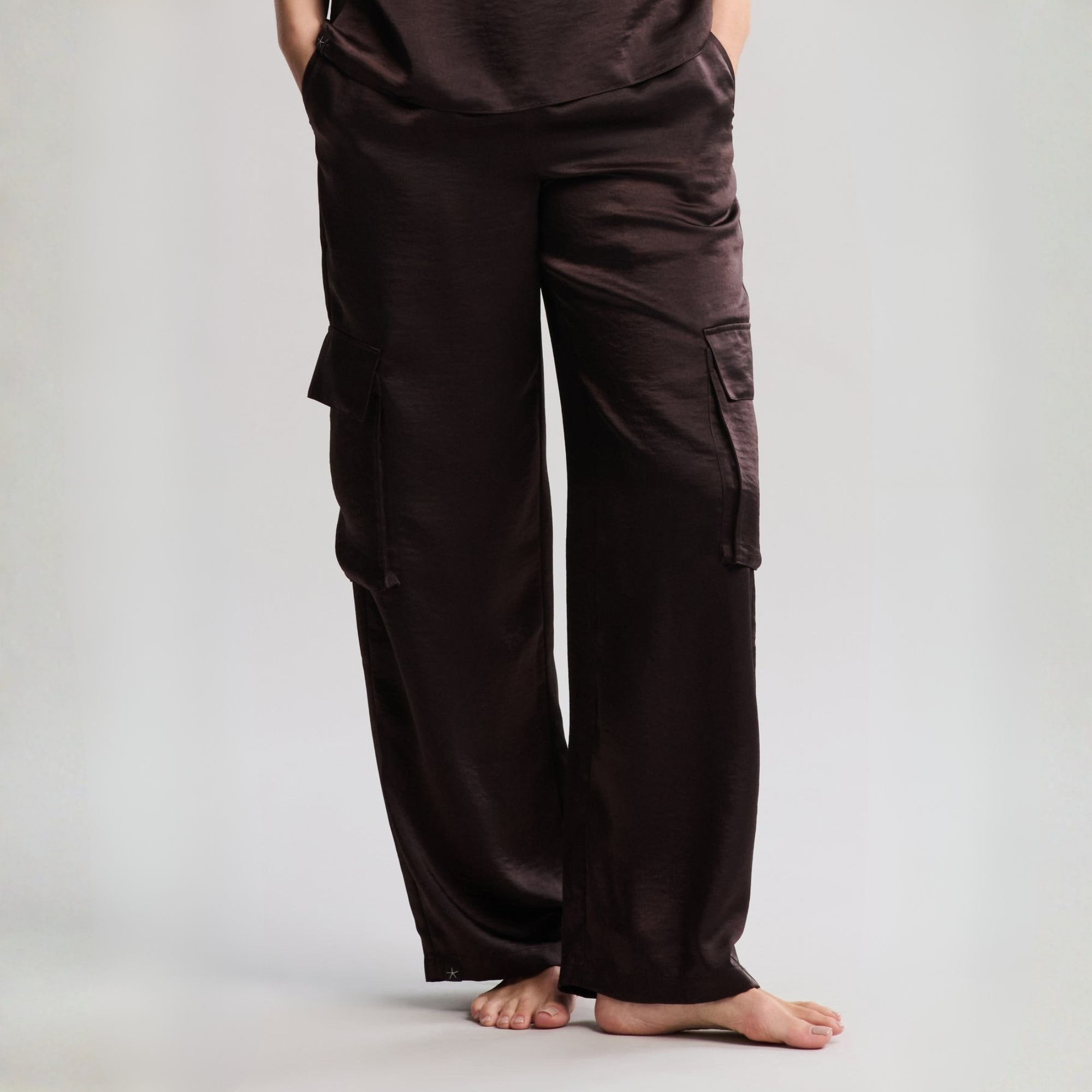 Liquid Satin Wide Leg Cargo Pant