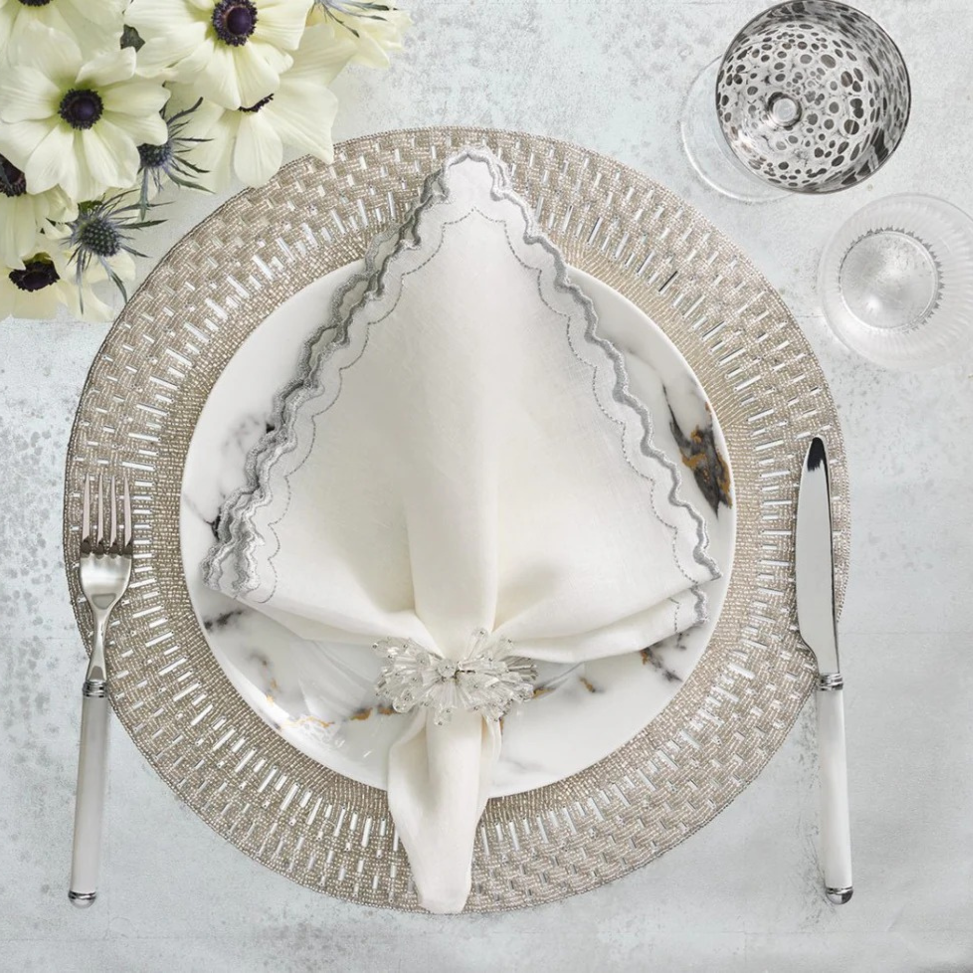 Dazzle Napkin Ring in Crystal - Set of 4