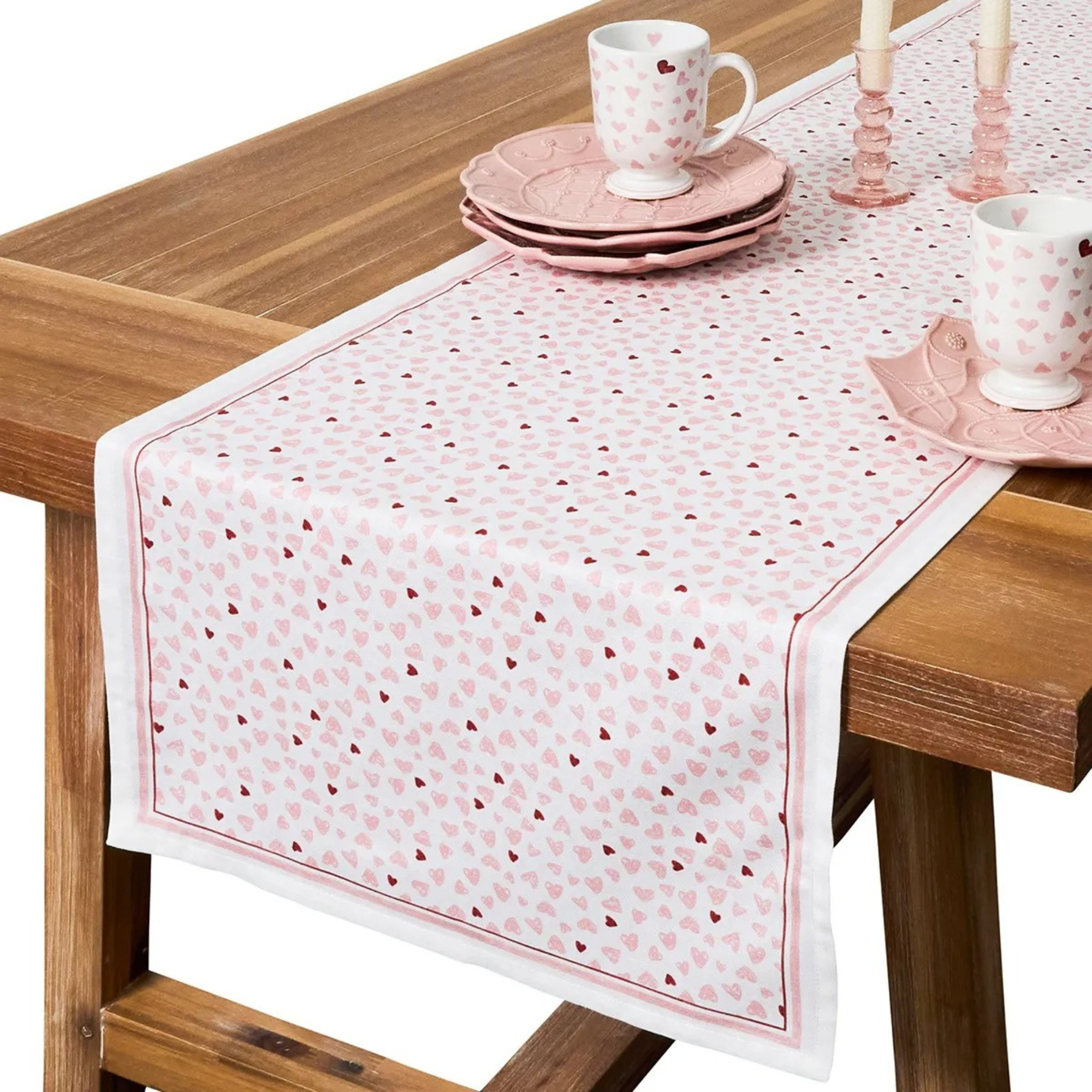 Love You More Table Runner 18" x 90" - Pink