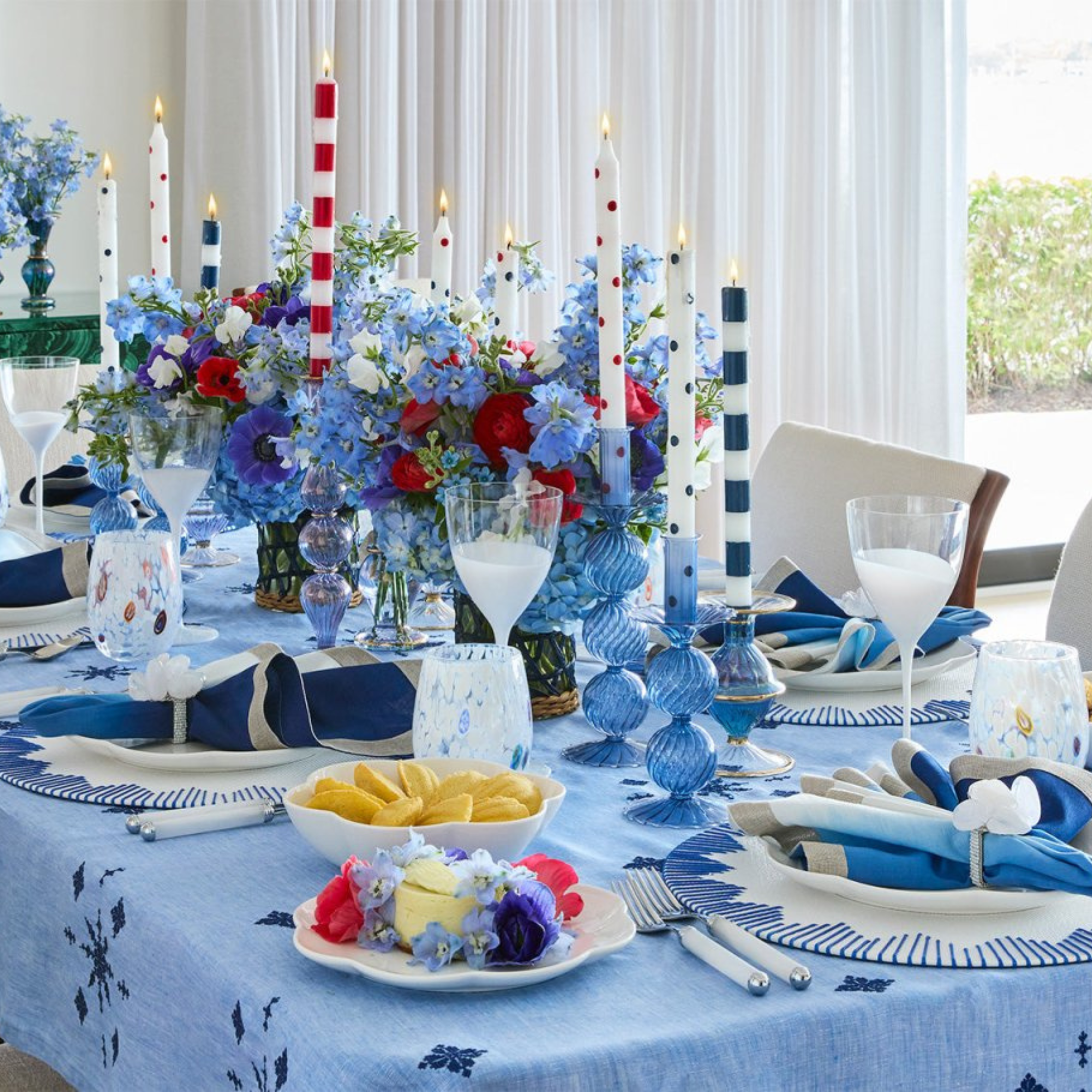 Dip Dye Napkins in Blue & White - Set of 4