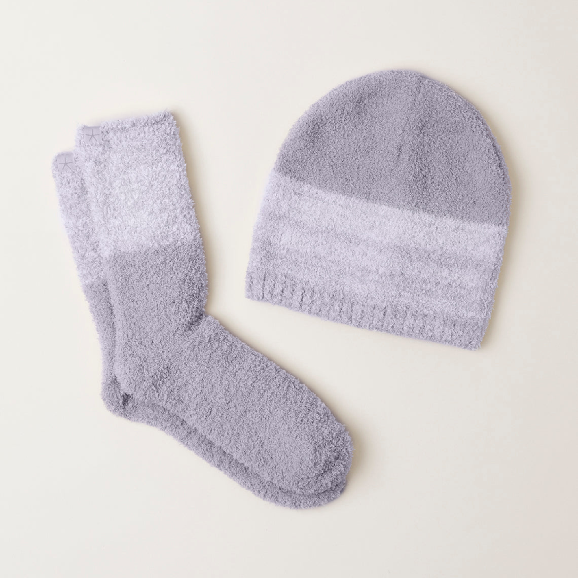 CozyChic Heather Stripe Beanie and Sock Set