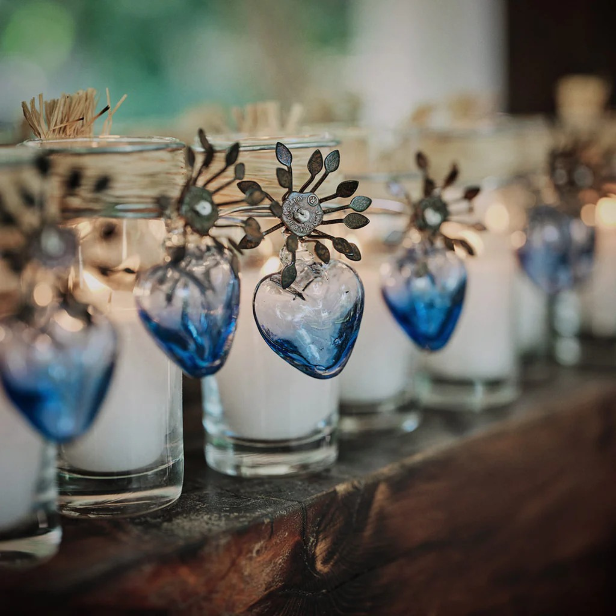 Adelita Sacred Heart Candle with Azure Heart