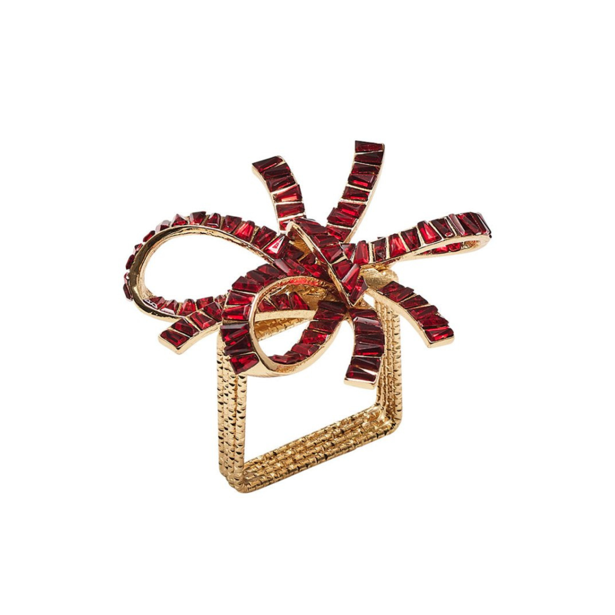 Red Jeweled Napking Ring Bow - Set of 4