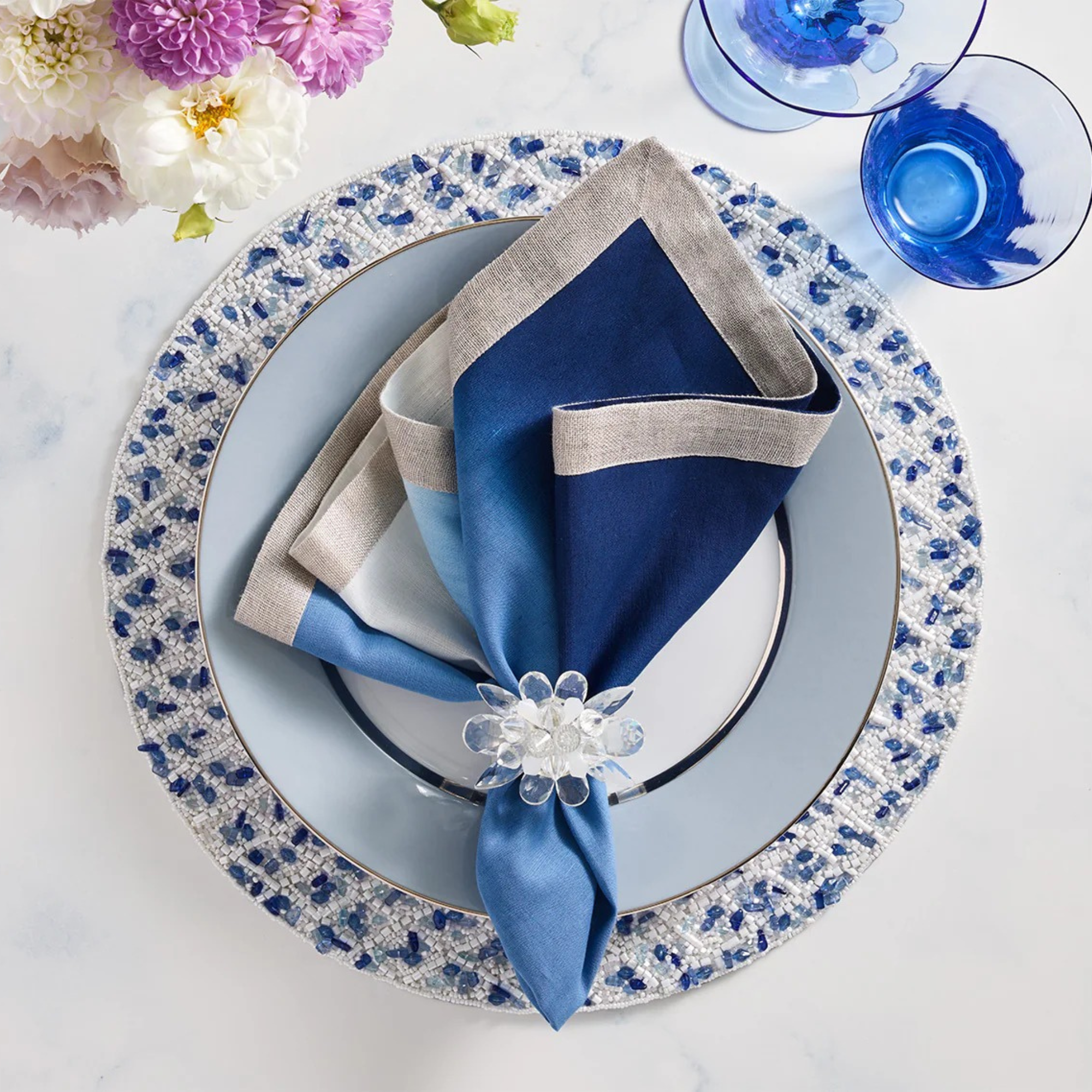 Spectra Napkin Ring in Glacier Blue - Set of 4