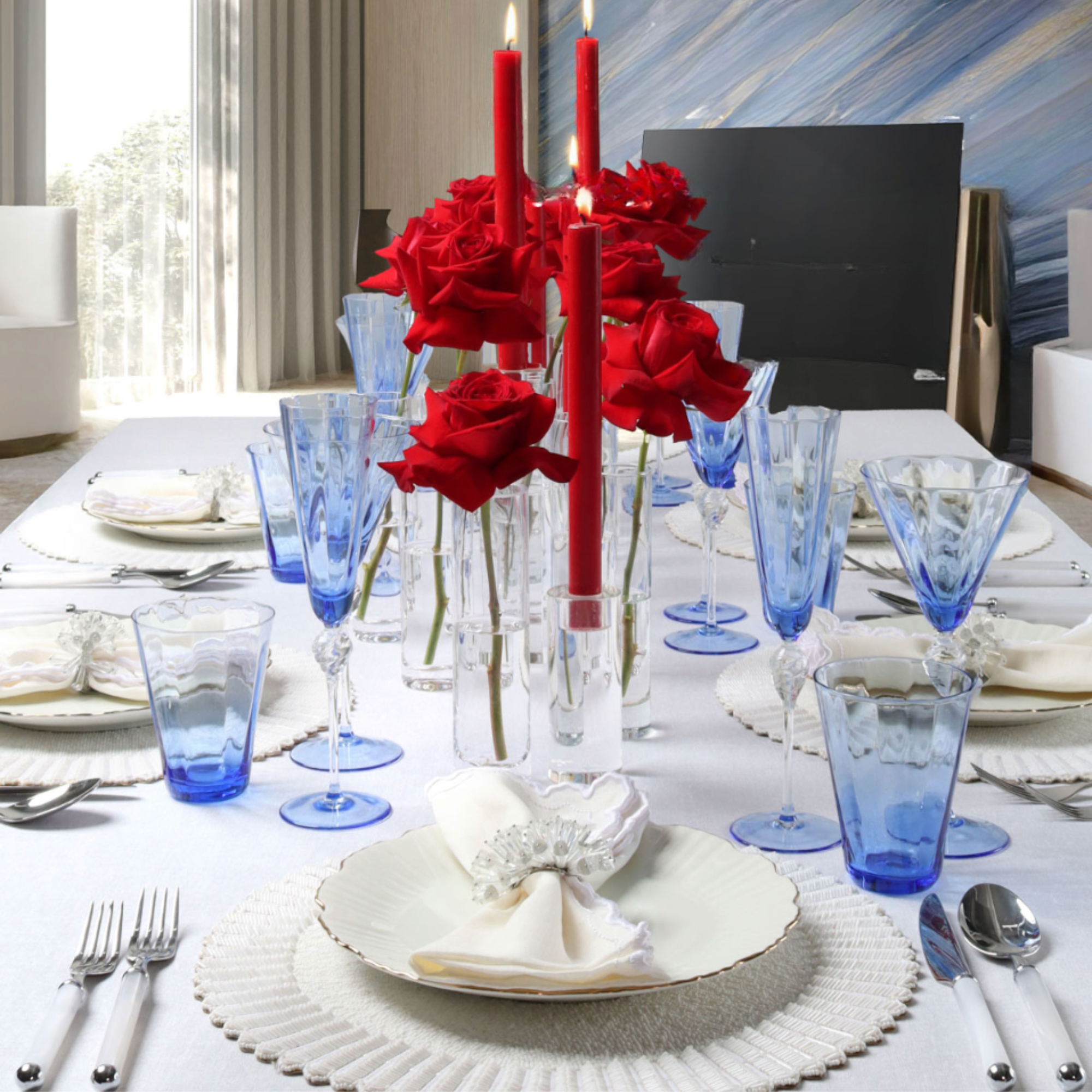 Mirage 5-Piece Place Setting Flatware in White & Silver