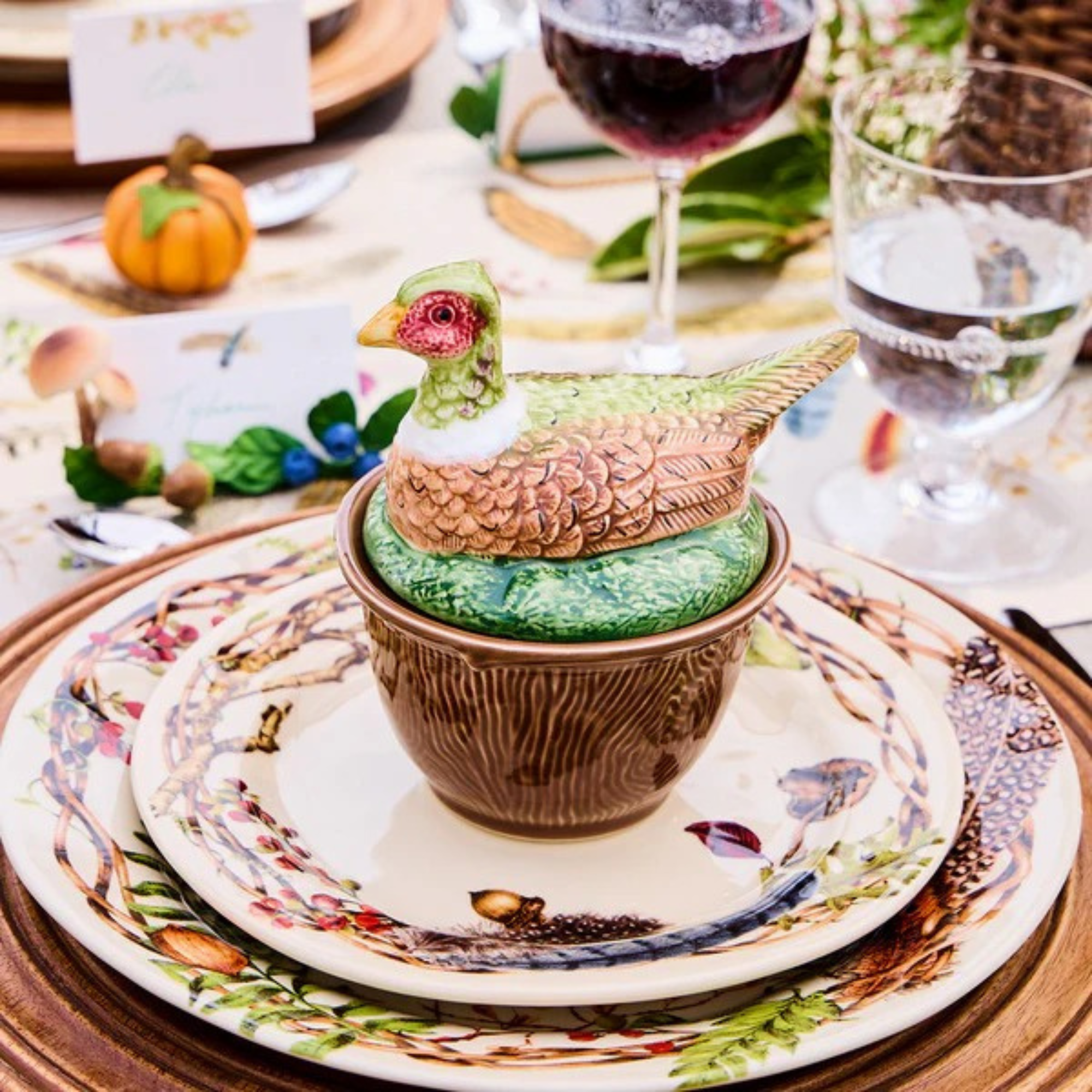 Forest Walk Pheasant Bowl with Lid