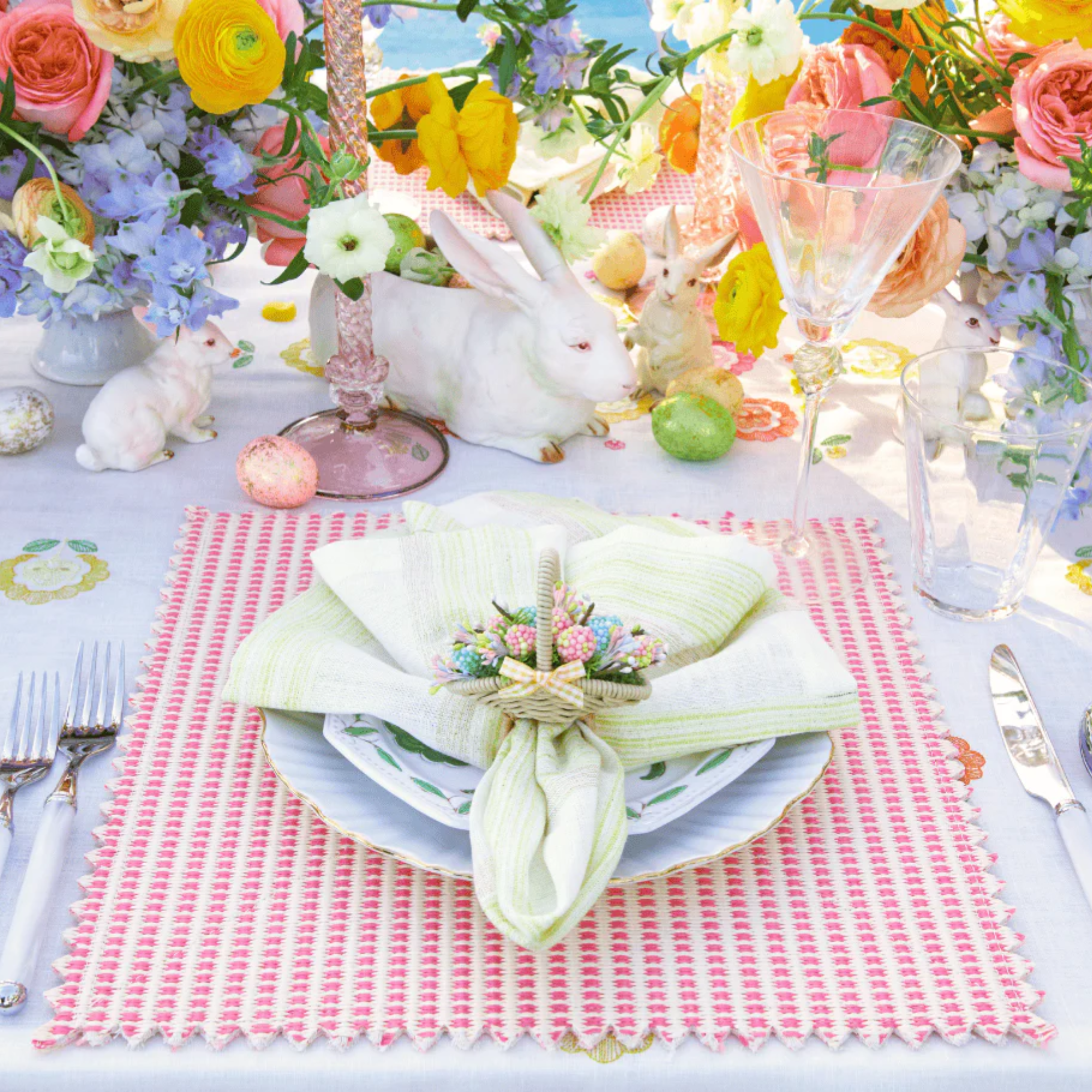 Bloom Napkin Ring in Natural & Multi - Set of 4