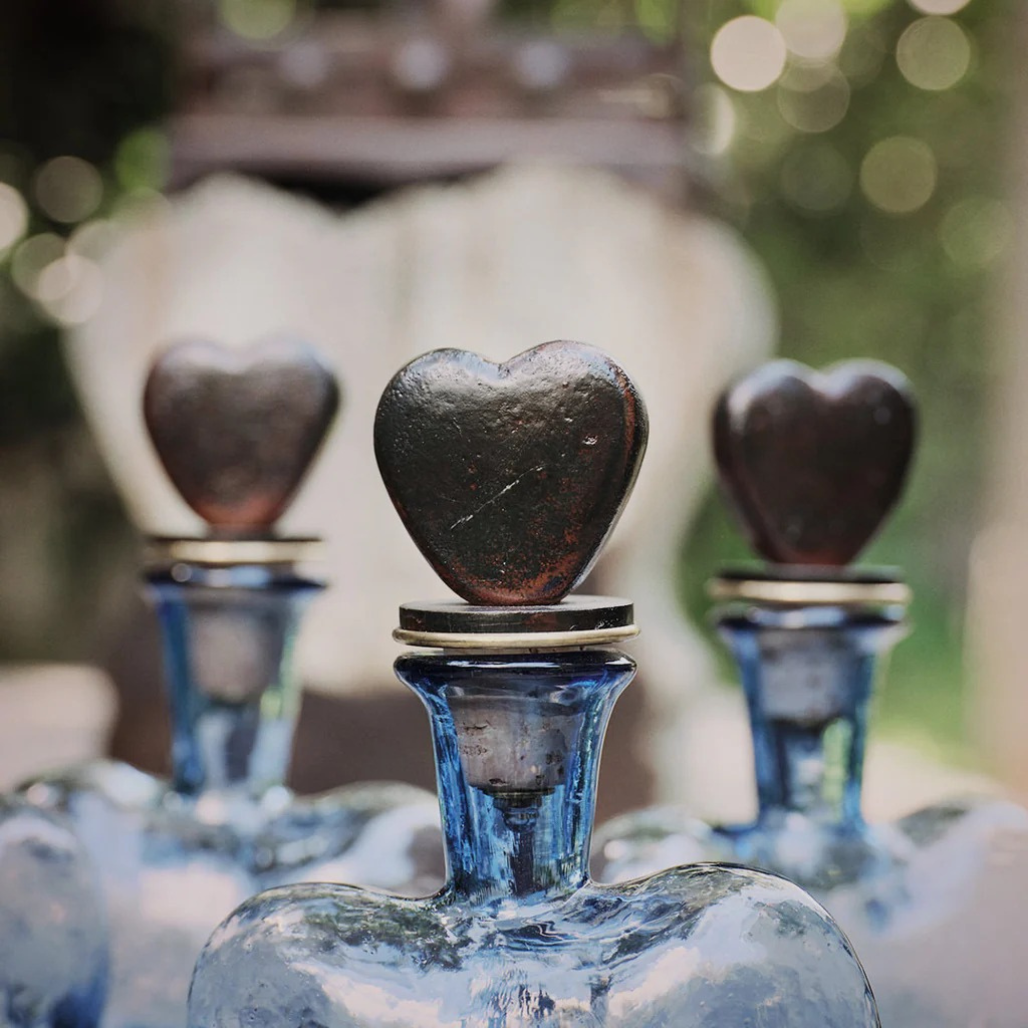 Dos Corazones Heart Decanter in Azure
