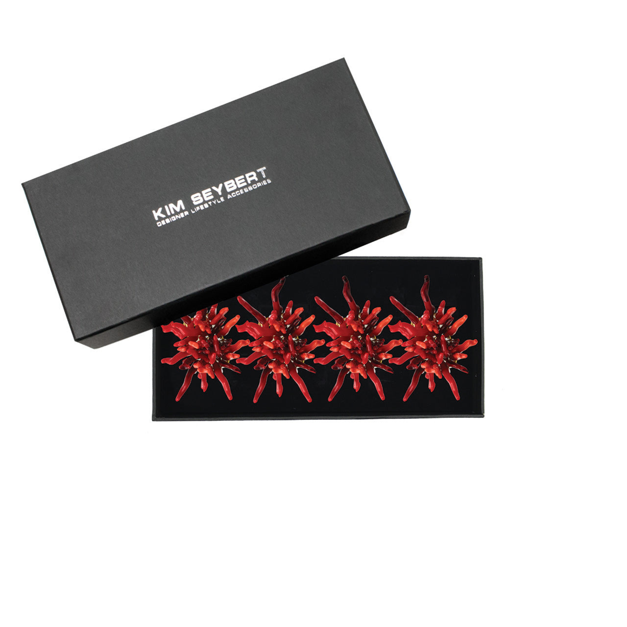 Amalfi Napkin Rings in Coral - Set of 4