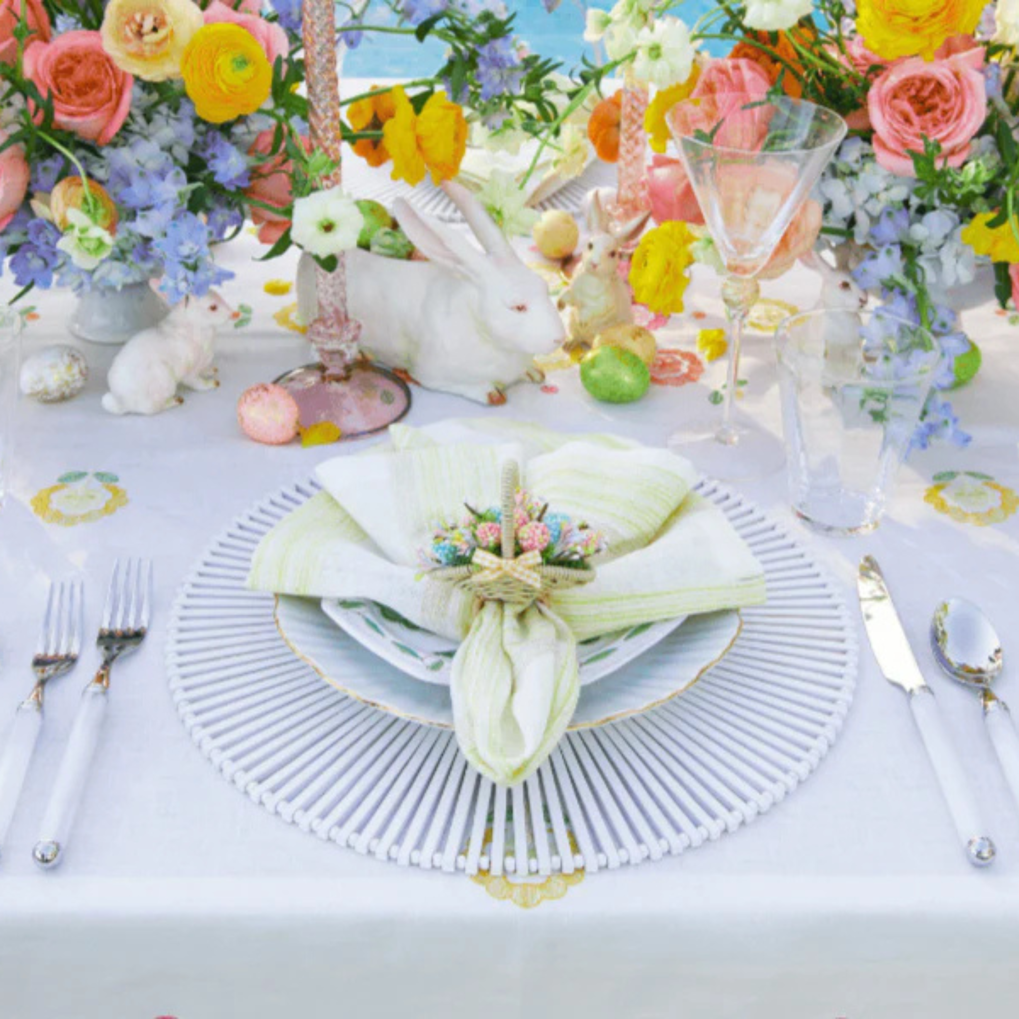 Bloom Napkin Ring in Natural & Multi - Set of 4