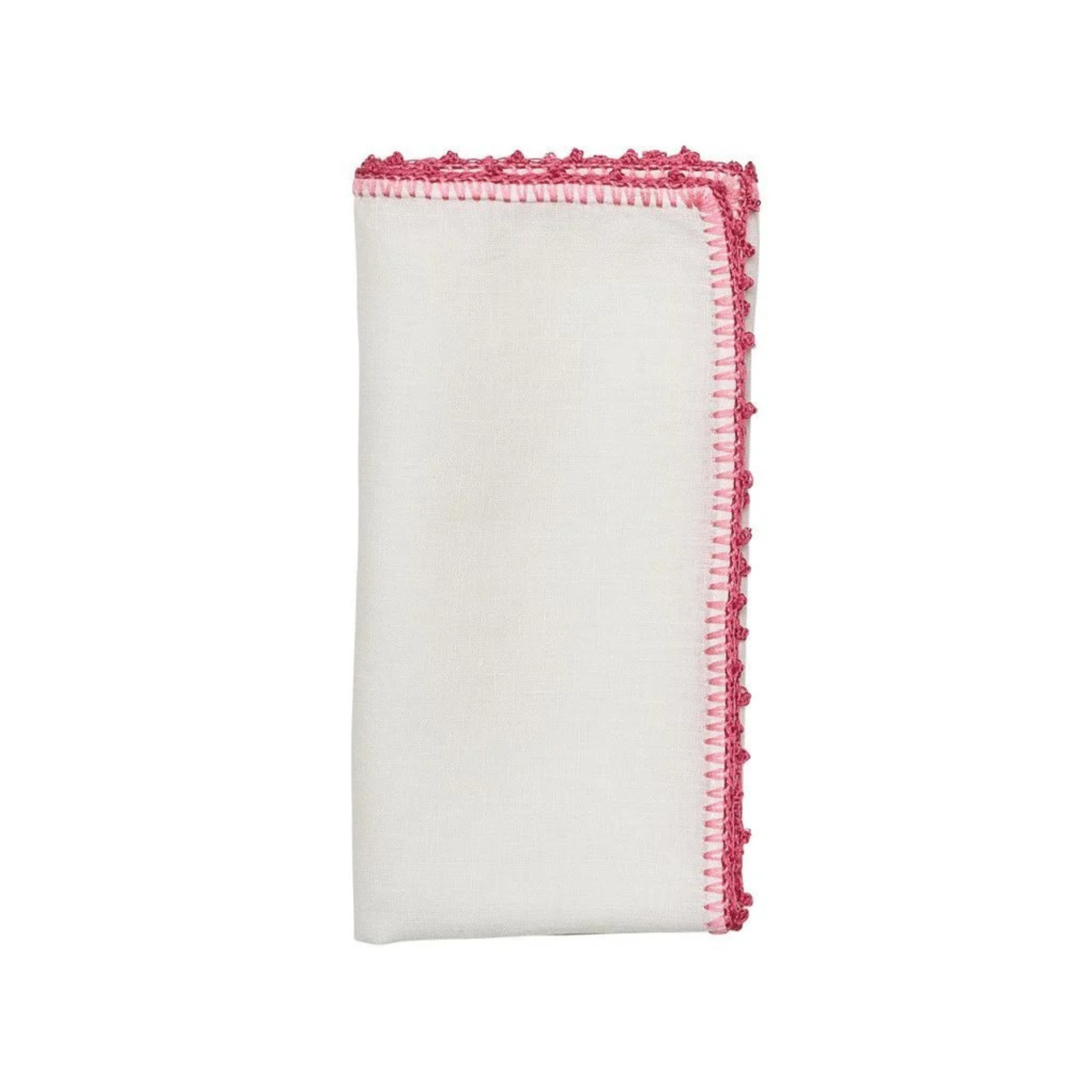Knotted Edge Napkin in White, Pink & Blush - Set of 4