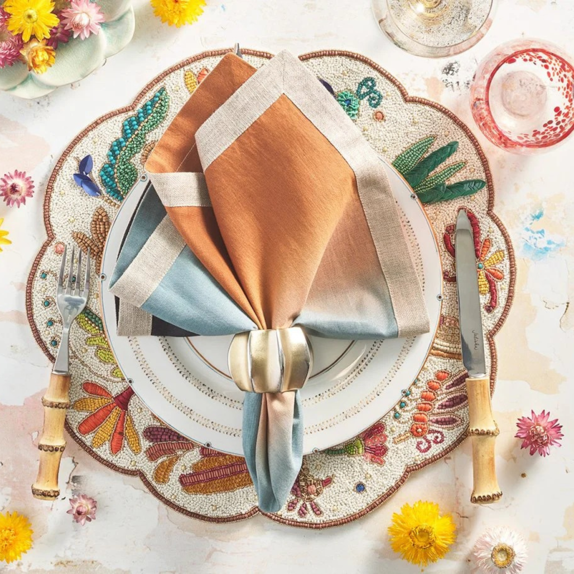 Dip Dye Napkins in Midnight & Copper - Set of 4