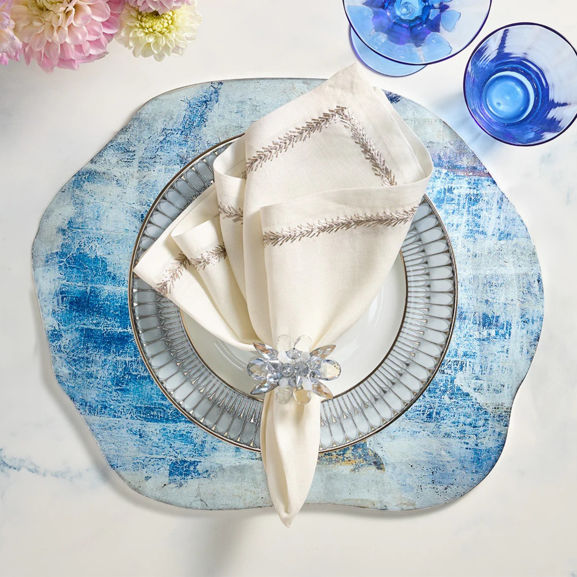 Spectra Napkin Ring in Glacier Blue - Set of 4