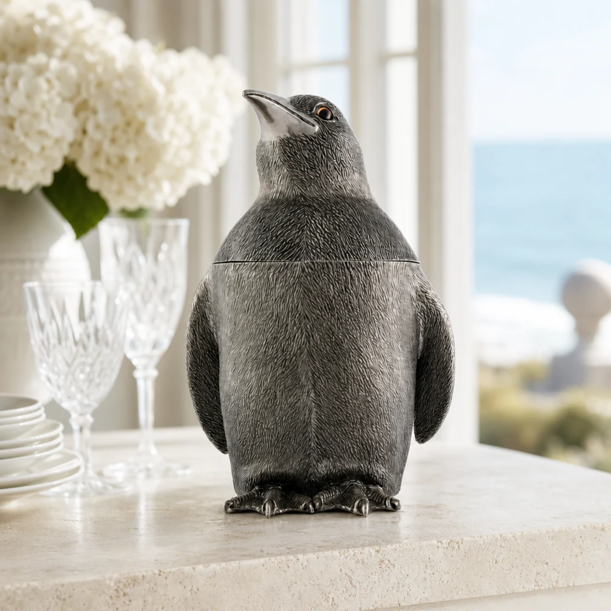 Pewter Penguin Ice Bucket