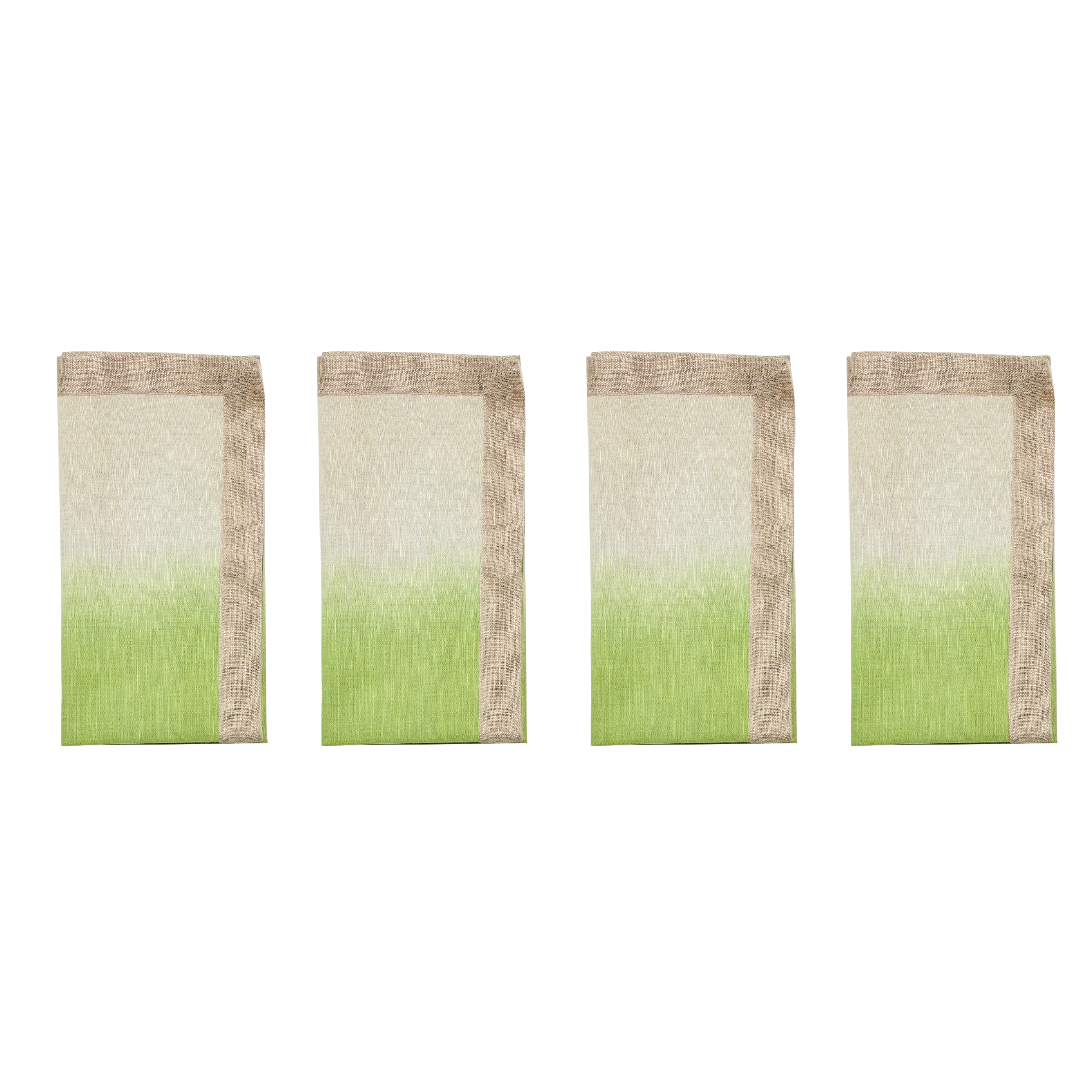 Dip Dye Napkin in Natural & Green - Set of 4