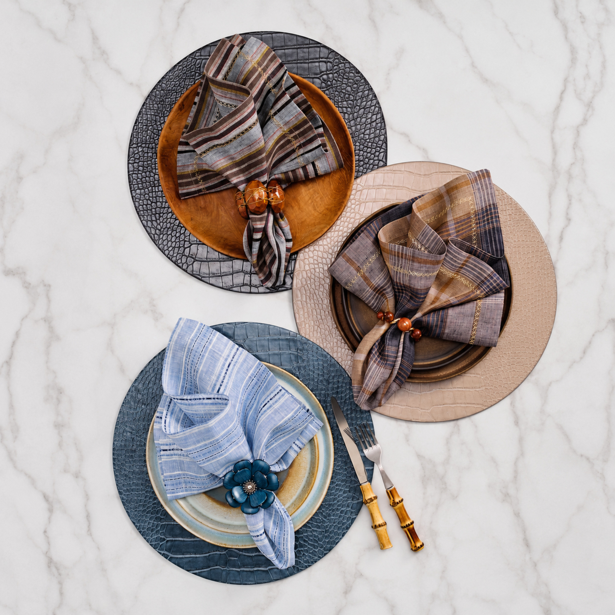 Henley Napkins in Brown and Multicolor - Set of 4