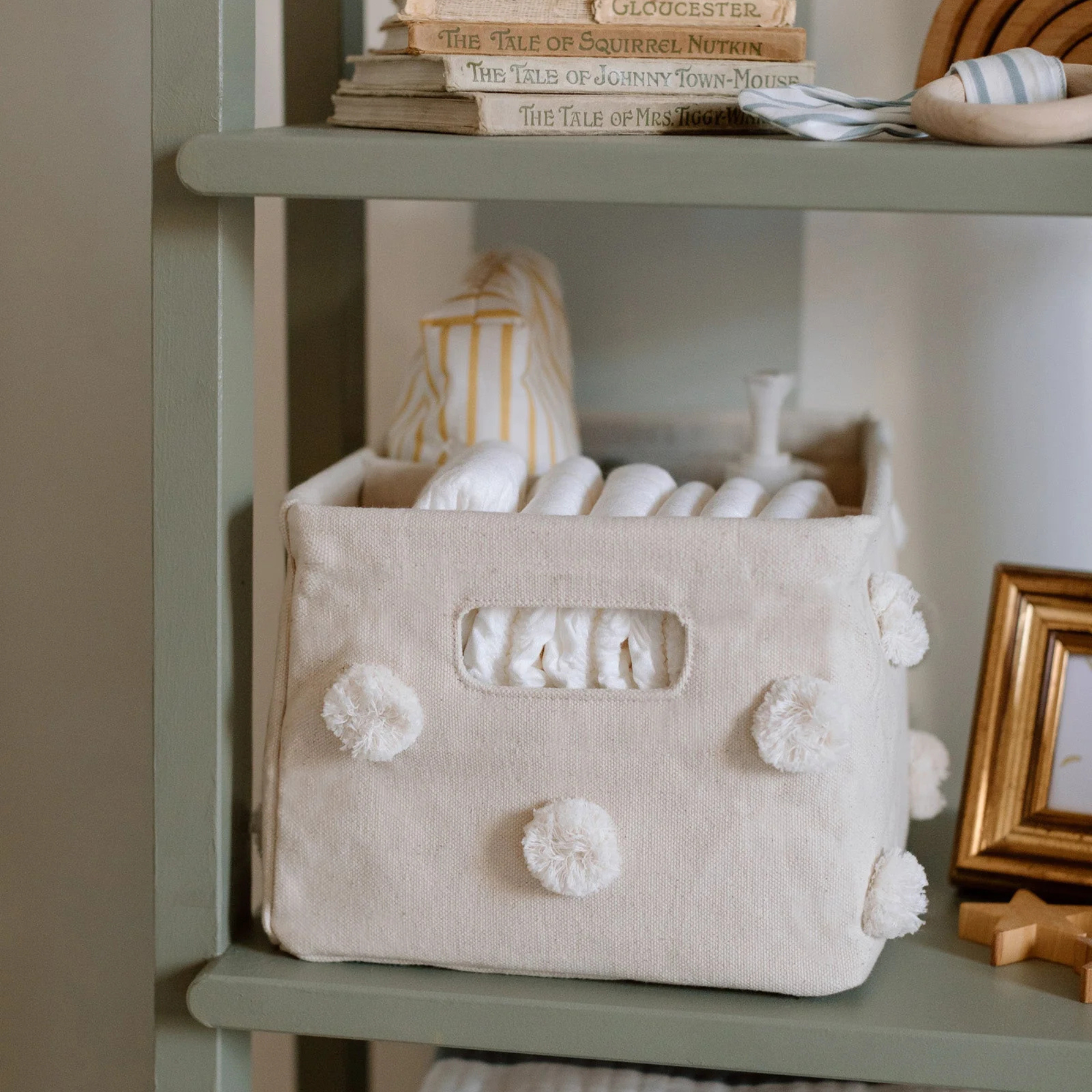 Pom Pom Basket Hideaway Caddy Organizer
