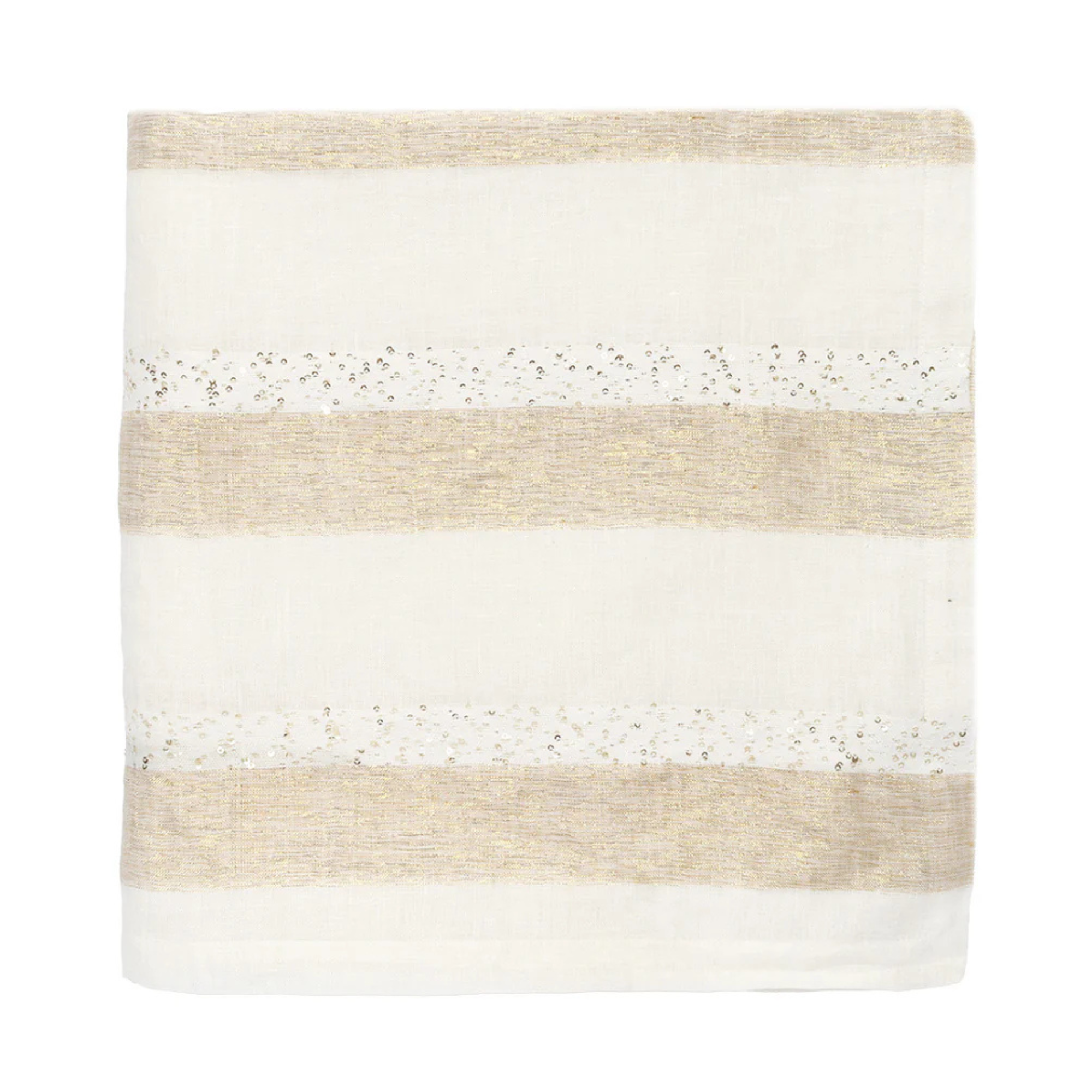 Spectra Tablecloth in White & Gold