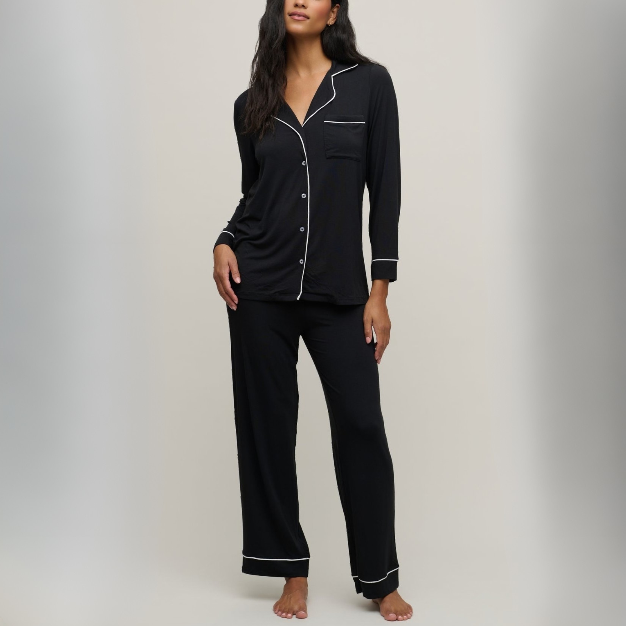 Luxe Milk Jersey Piped Pijama Set