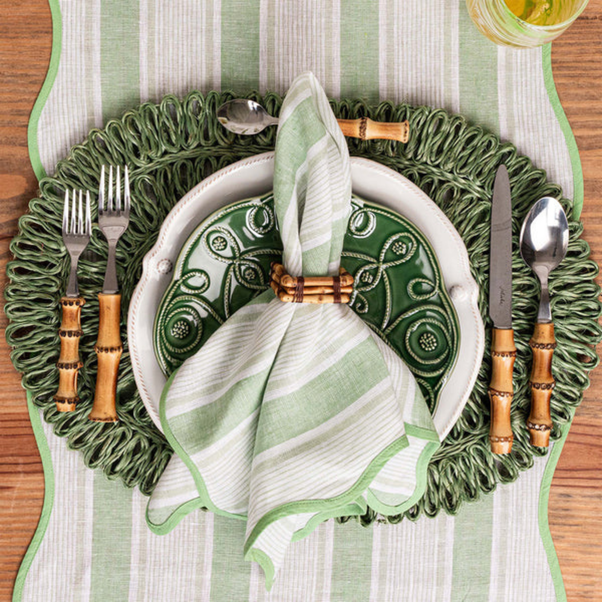 #color_Seagrass | Straw Loop Oval Placemat - Set of 4