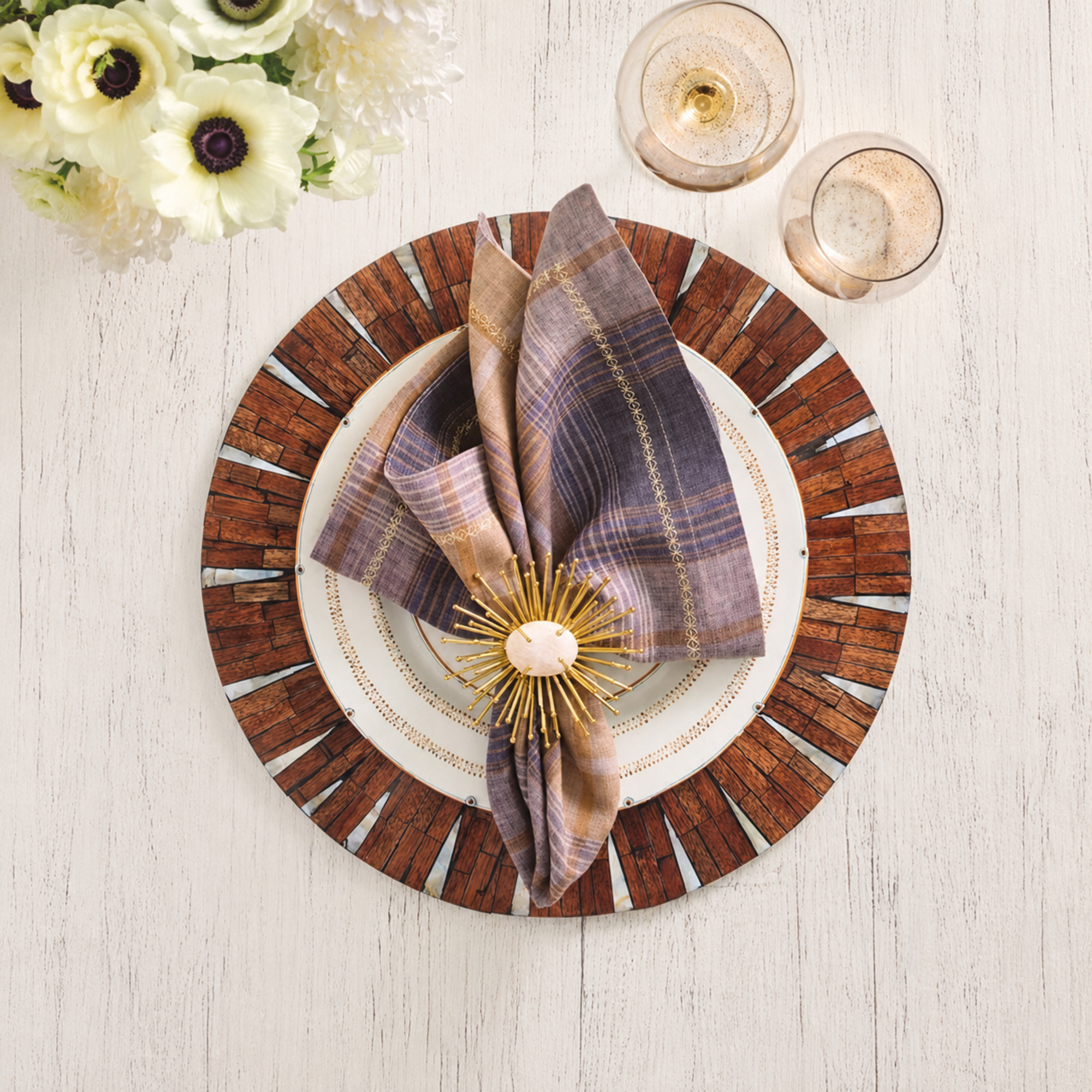 Halo Placemats in Brown & White - Set of 4