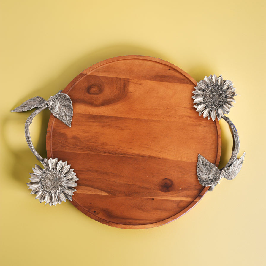 Sunflower Wood Serving Tray