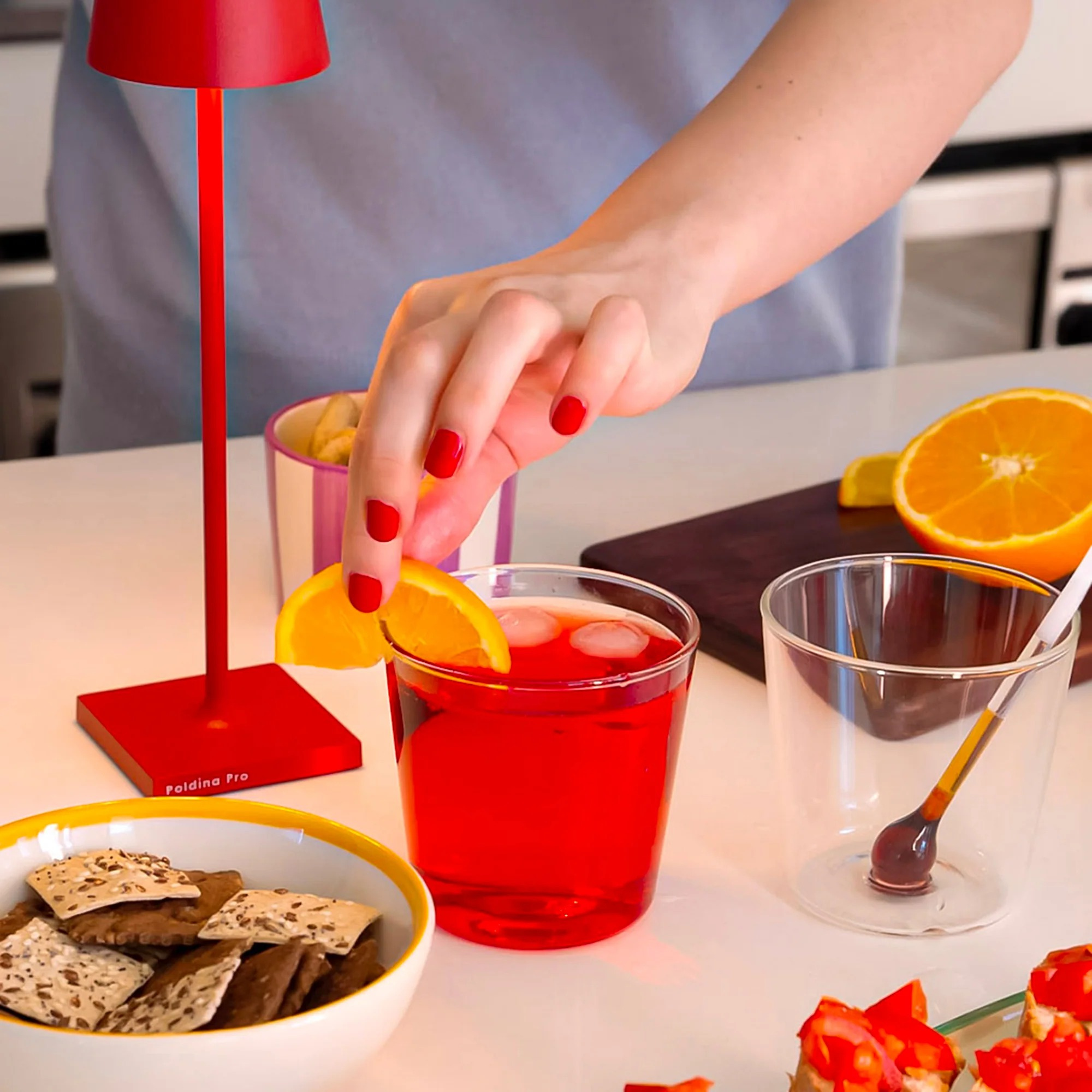 Spritzometro Set of 4 Tumblers & 2 Color-Tipped Glass Stirrers