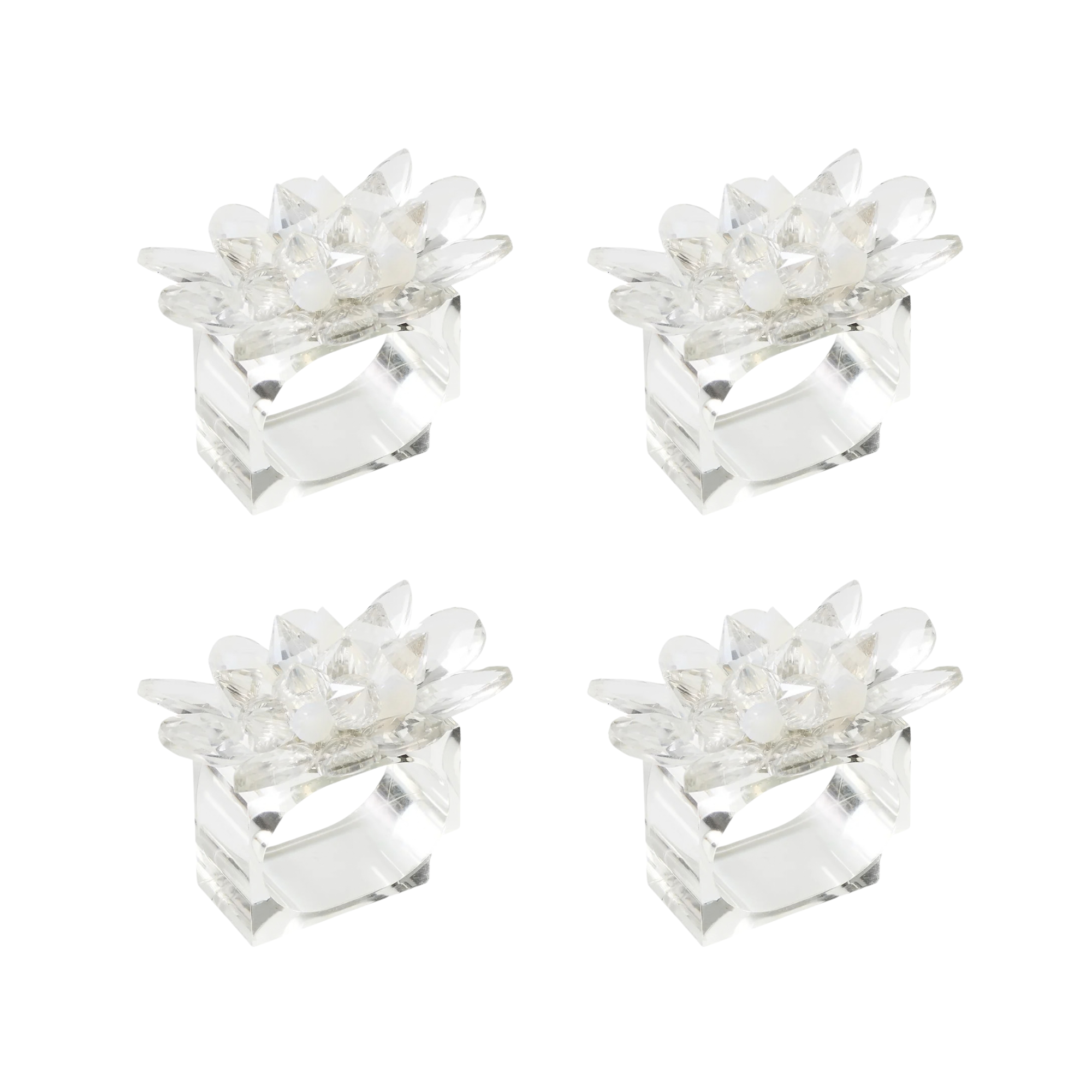 Spectra Napkin Ring in Clear & White - Set of 4