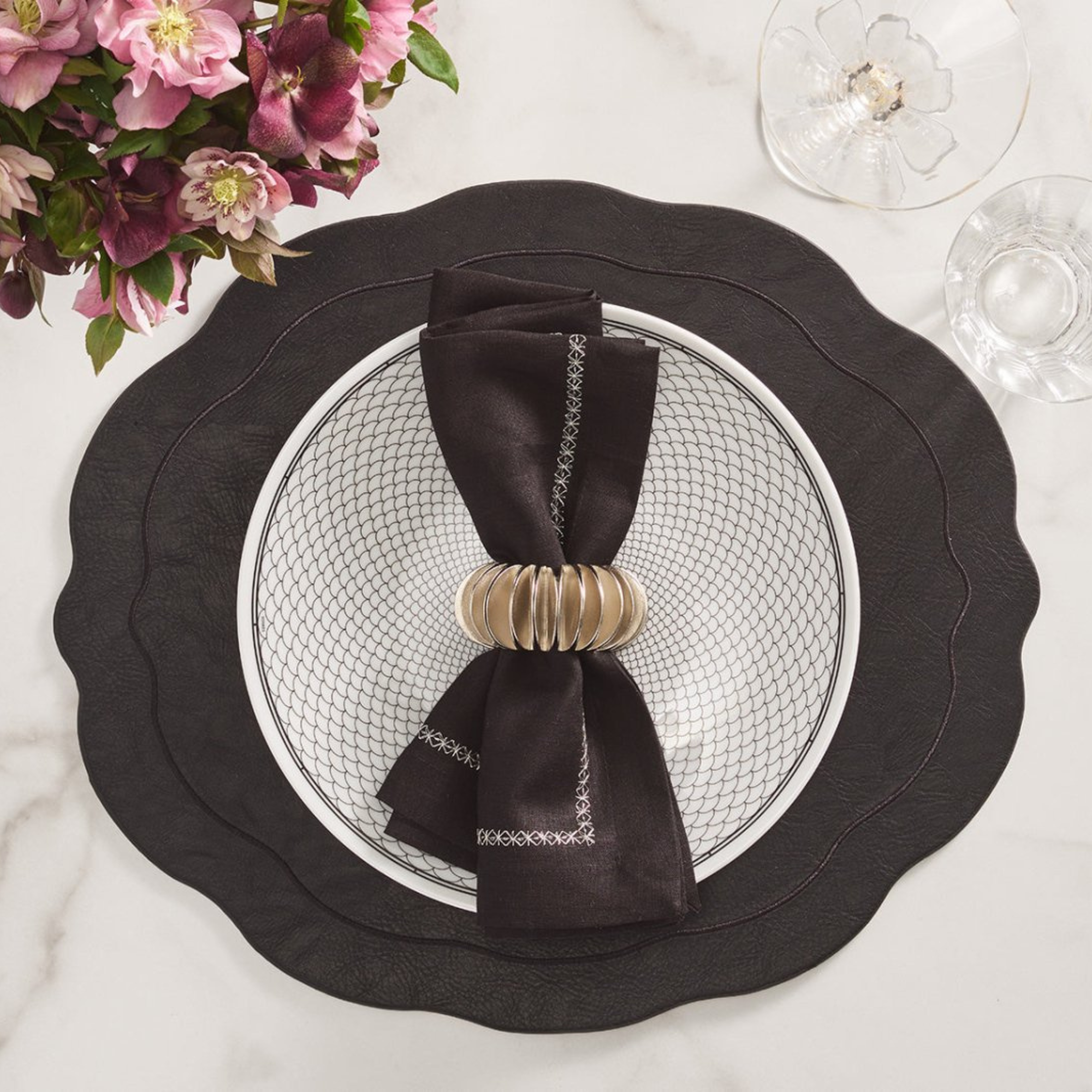 Black Tailored Placemats - Set of 4