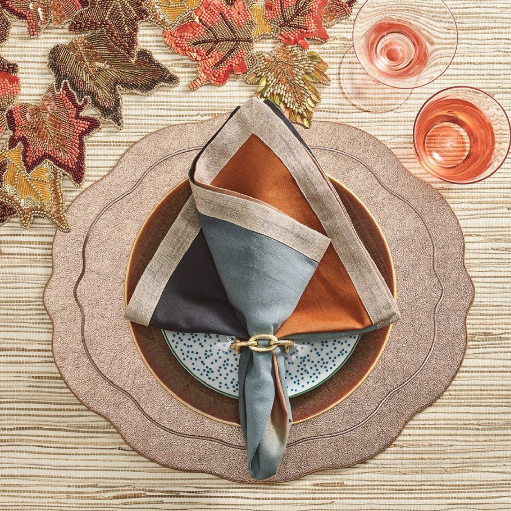 Dip Dye Napkins in Midnight & Copper - Set of 4