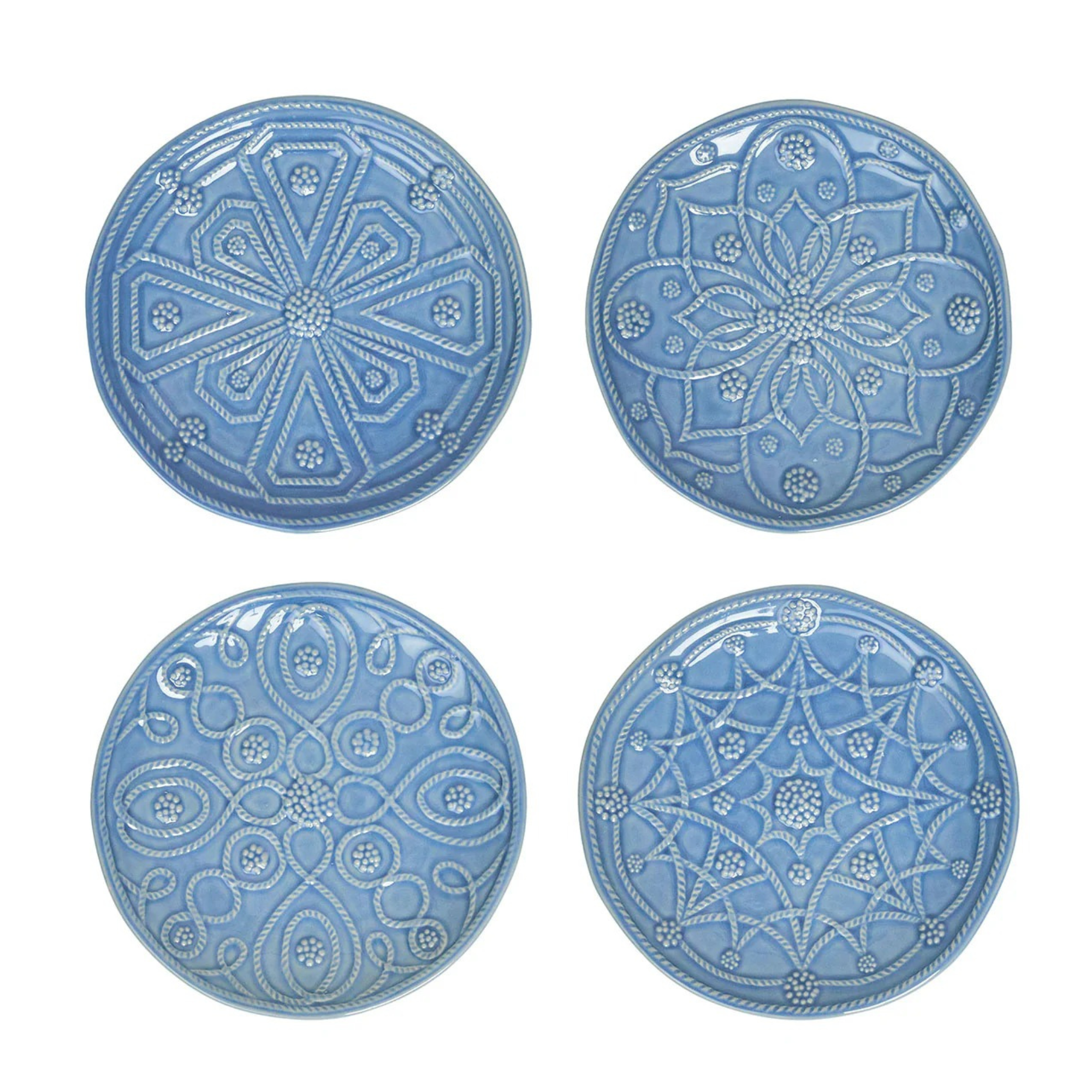 Jardins Du Monde Side/Cocktail Plate Assorted in Chambray -Set of 4