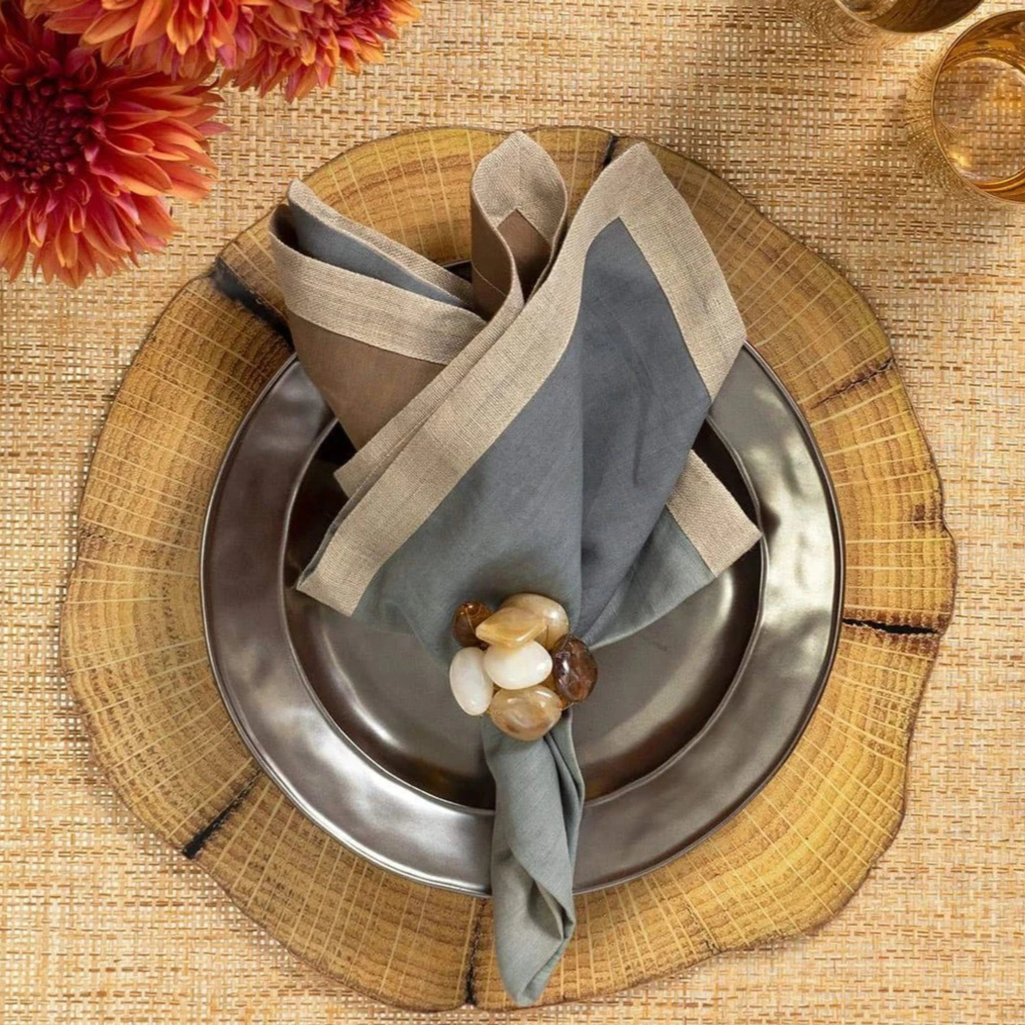 Sea Stone Napkin Rings - Set of 4