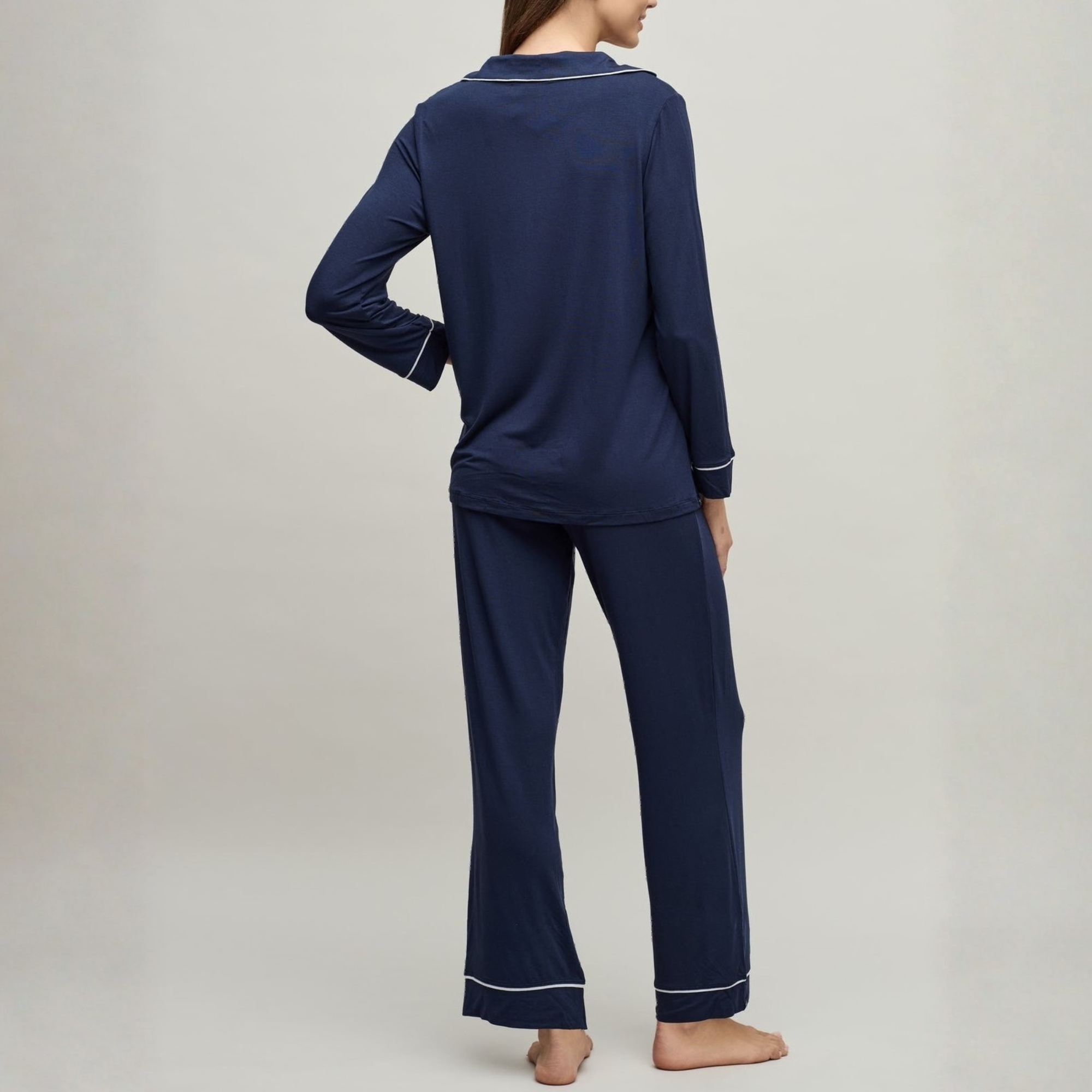 Luxe Milk Jersey Piped Pijama Set