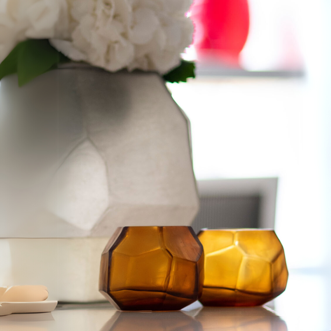 Cubistic Tealight / Bud Vase - Clear / Gold