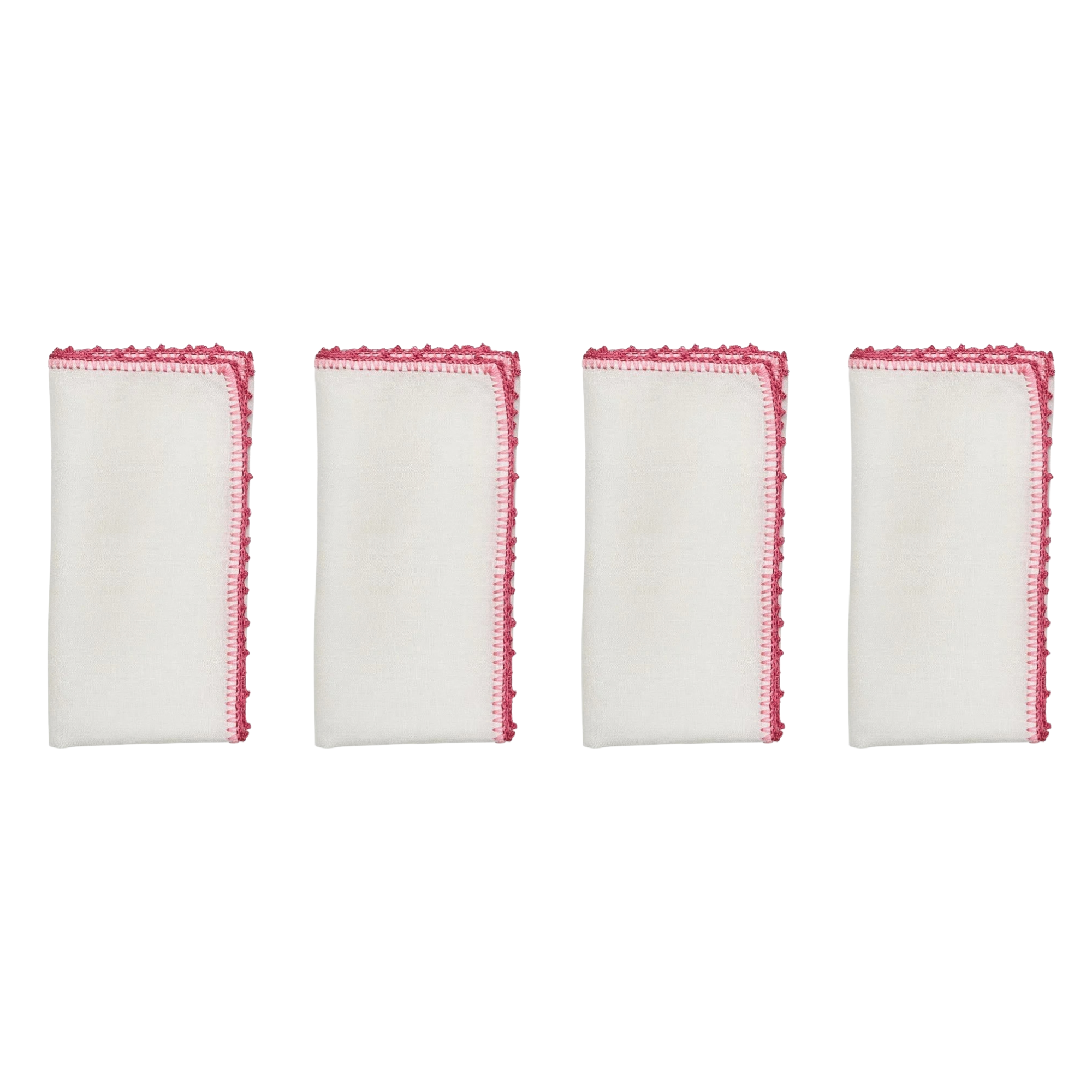 Knotted Edge Napkin in White, Pink & Blush - Set of 4
