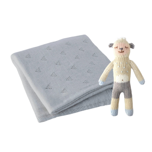 Sheep Rattle Wooly & Pebble Little Triangle Blanket Gift Set