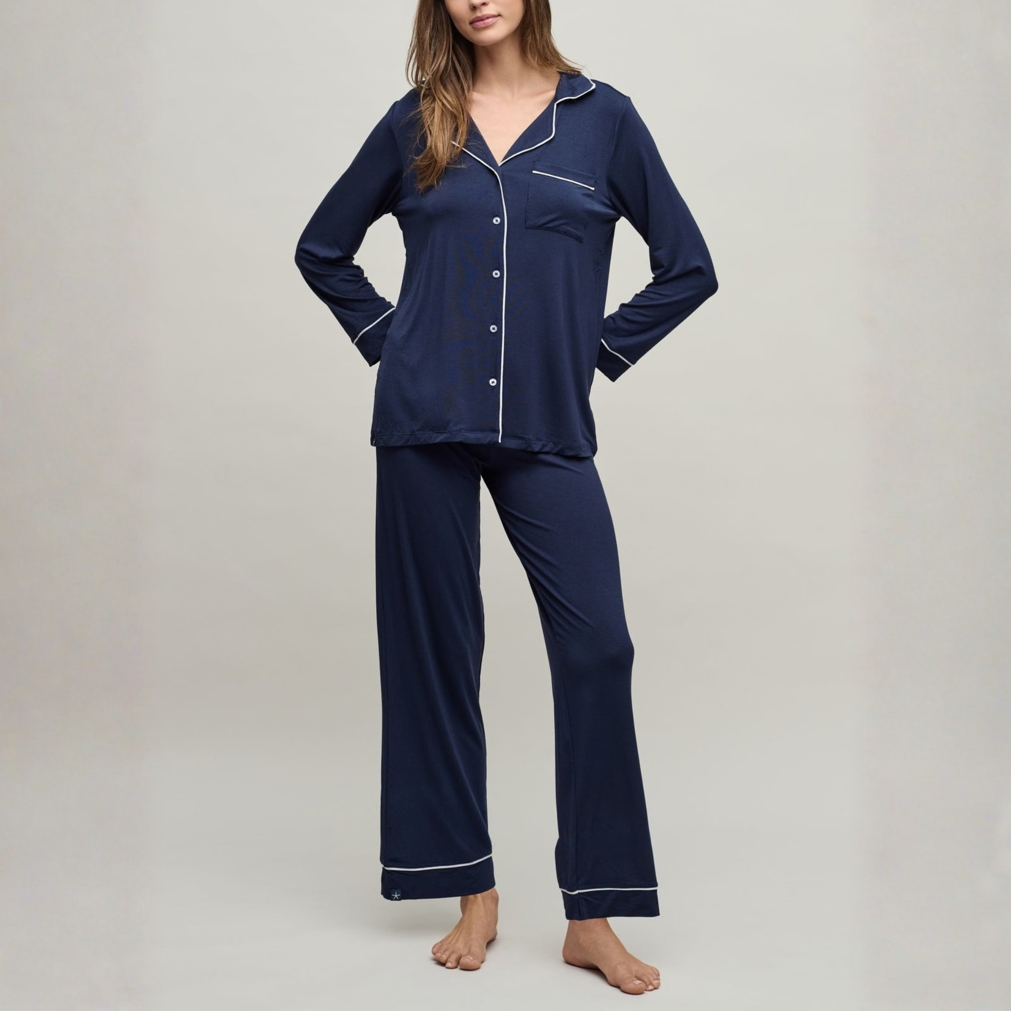 Luxe Milk Jersey Piped Pijama Set